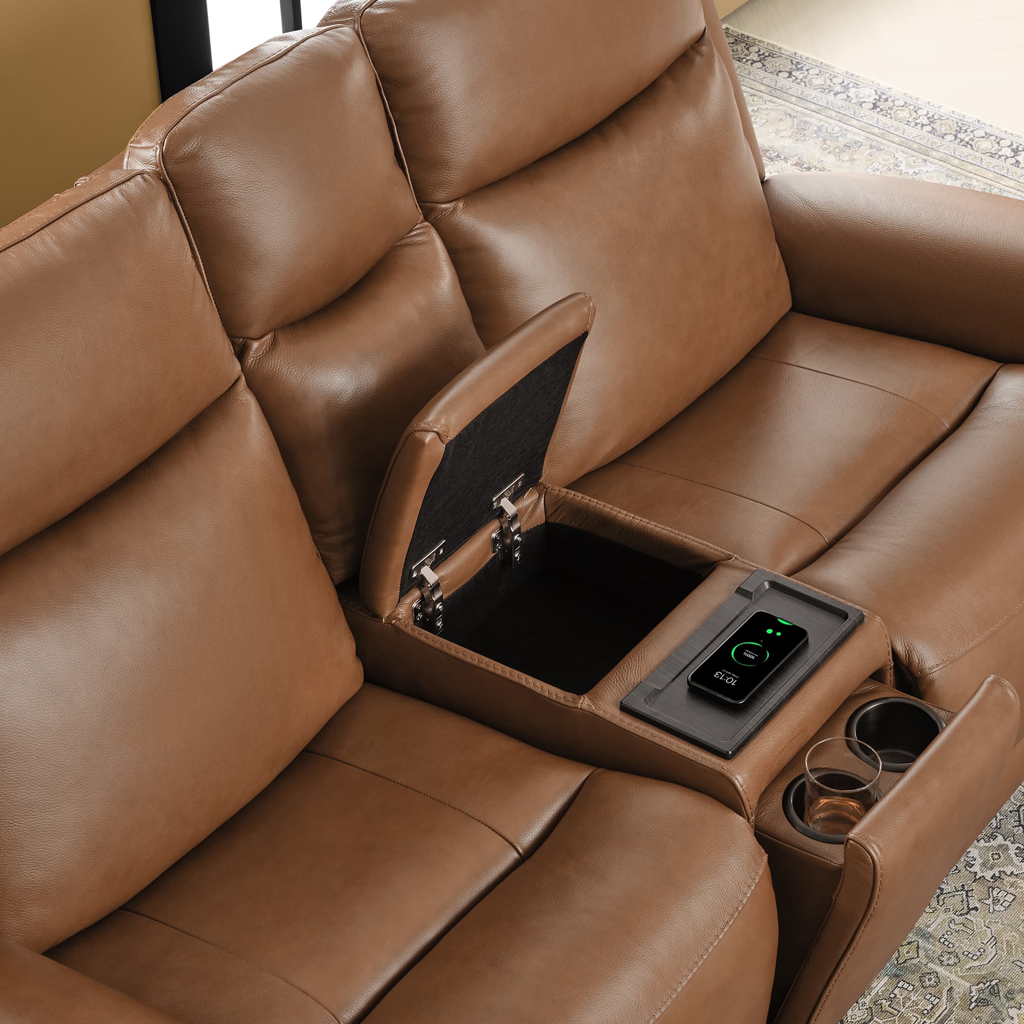 Leif Modern Top-Grain Leather Super Zero Gravity Reclining Sofa - Image 64