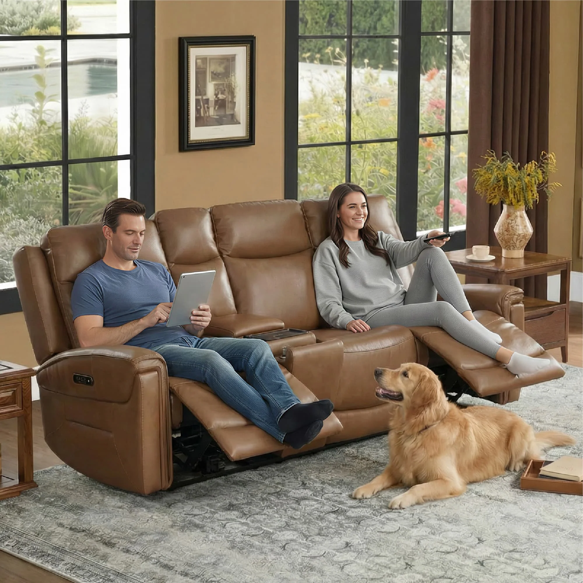 Leif Modern Top-Grain Leather Super Zero Gravity Reclining Sofa - Image 70