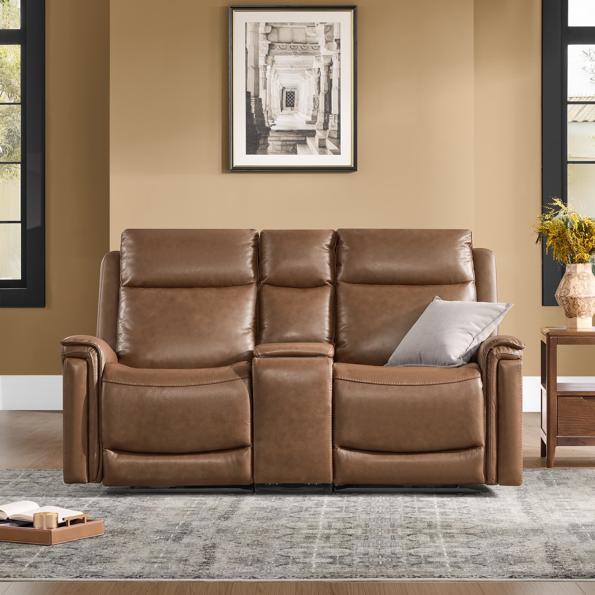 Leif Modern Top-Grain Leather Super Zero Gravity Reclining Sofa - Image 9