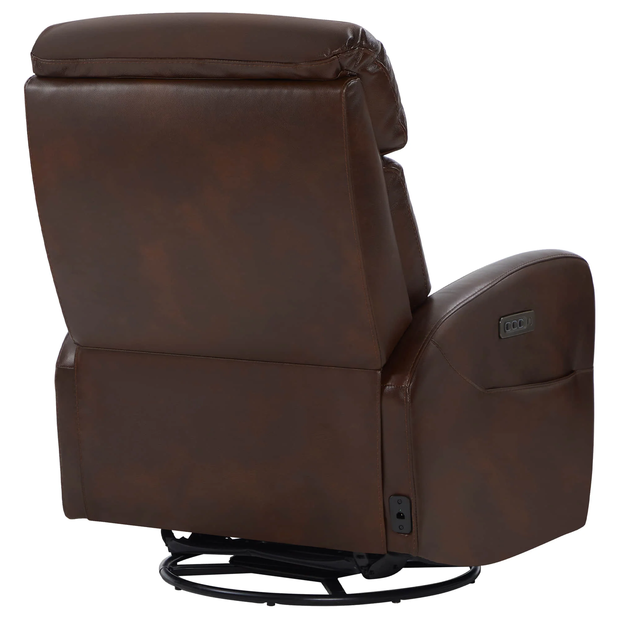 Maxwell Genuine Leather Swivel Glider Recliner with Power Lumbar & Headrest - Image 12