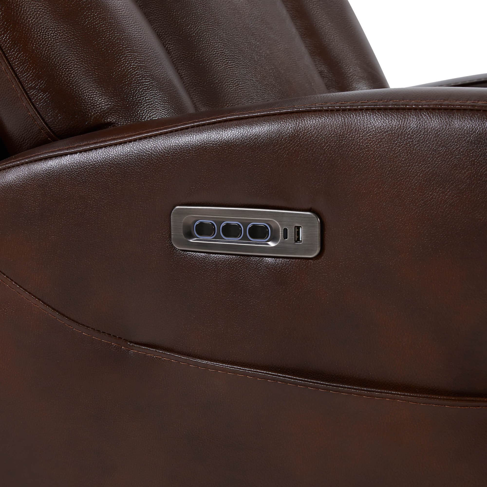 Maxwell Genuine Leather Swivel Glider Recliner with Power Lumbar & Headrest - Image 14