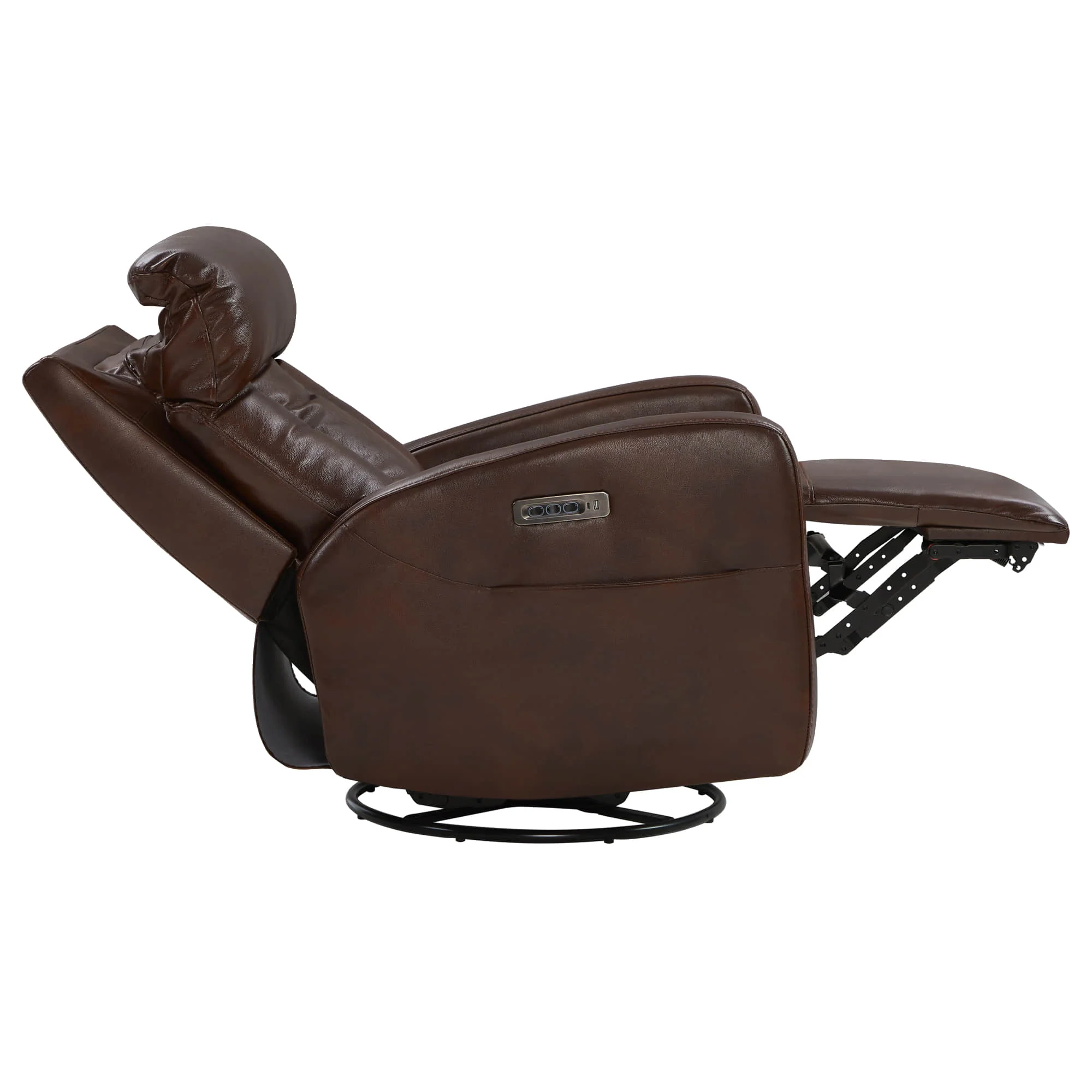 Maxwell Genuine Leather Swivel Glider Recliner with Power Lumbar & Headrest - Image 16