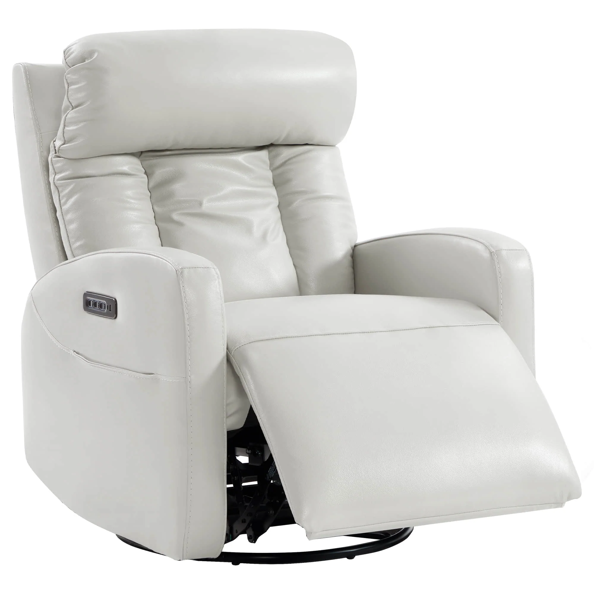 Maxwell Genuine Leather Swivel Glider Recliner with Power Lumbar & Headrest - Image 20