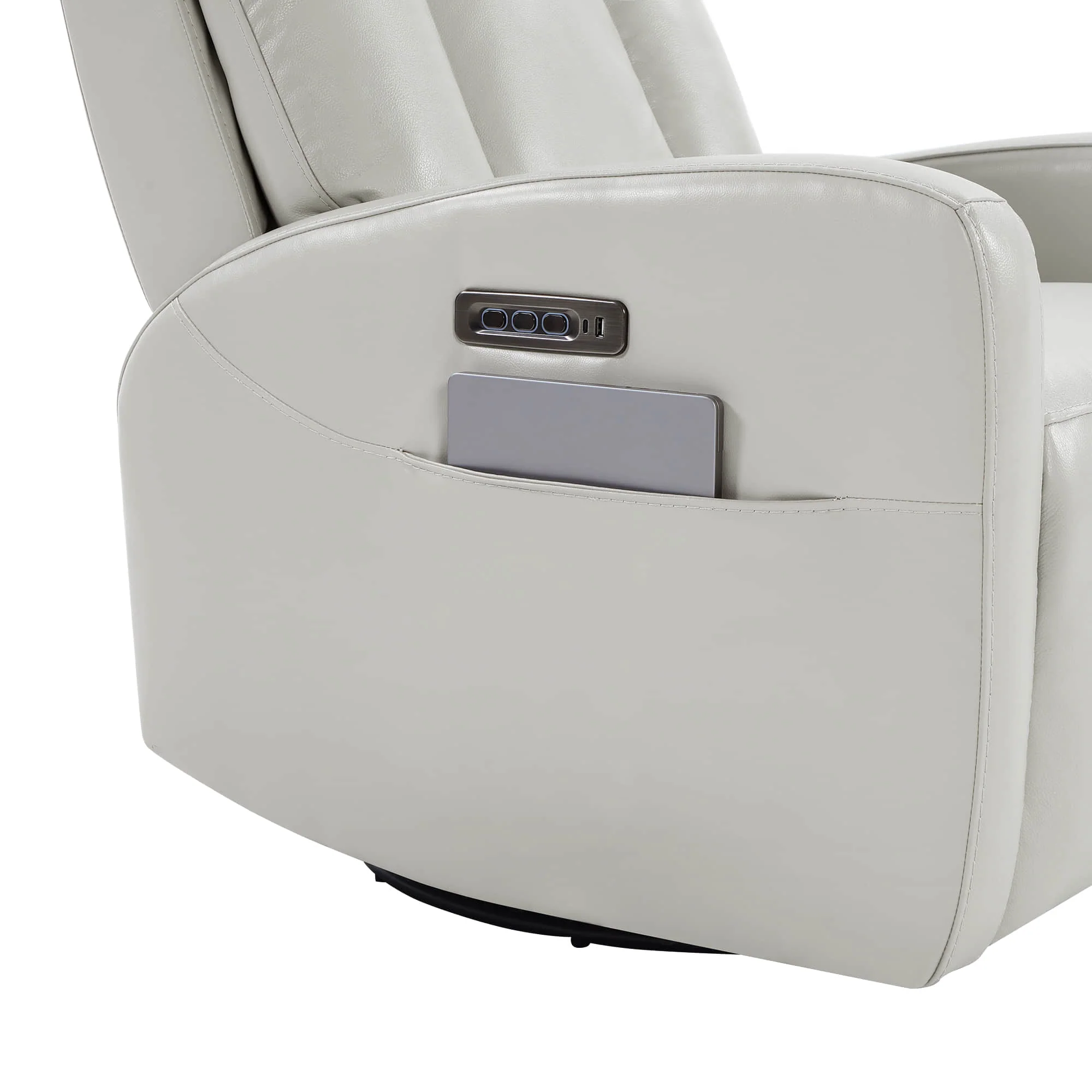 Maxwell Genuine Leather Swivel Glider Recliner with Power Lumbar & Headrest - Image 21