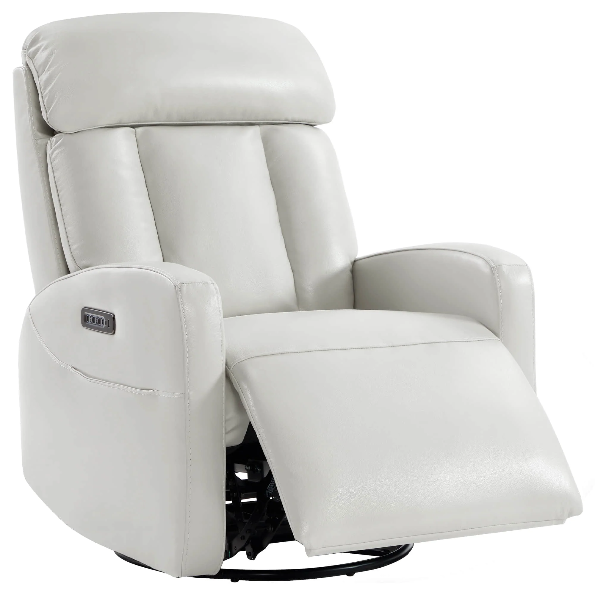 Maxwell Genuine Leather Swivel Glider Recliner with Power Lumbar & Headrest - Image 22