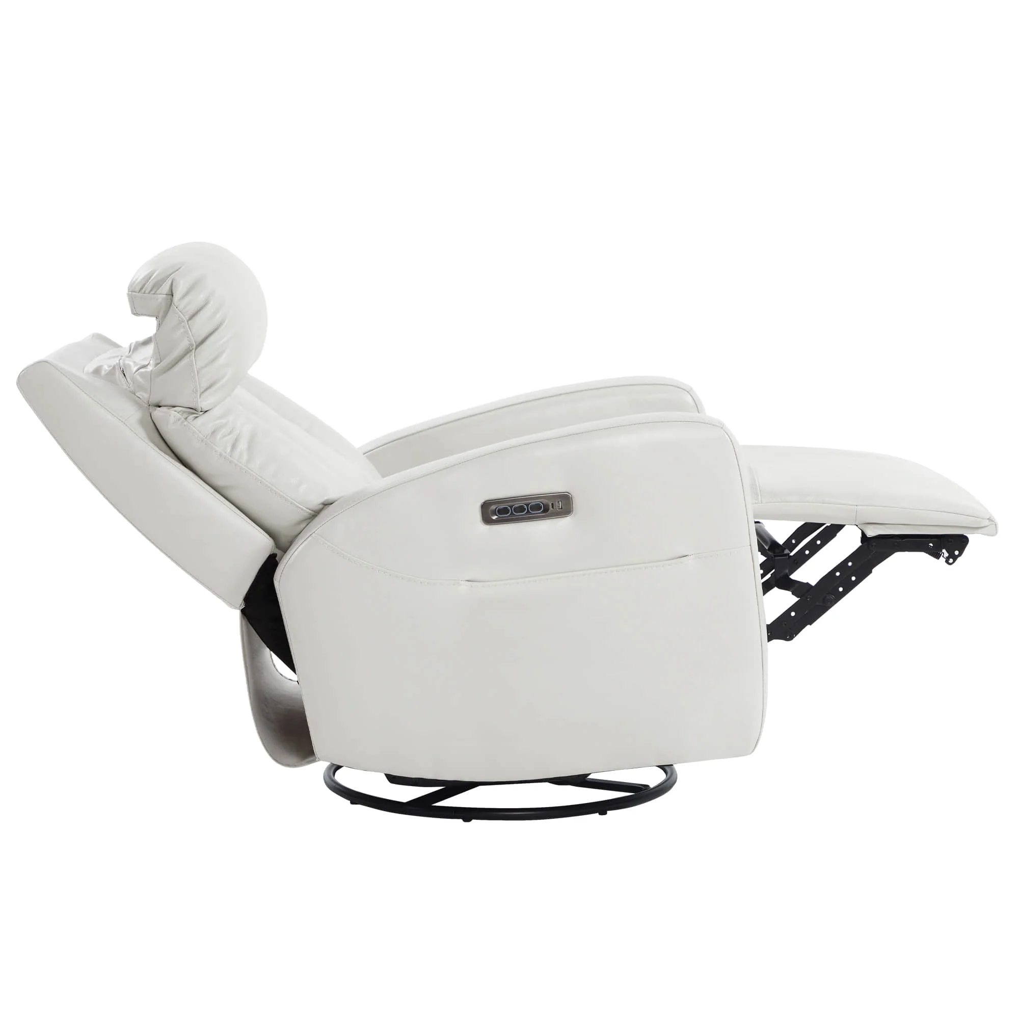 Maxwell Genuine Leather Swivel Glider Recliner with Power Lumbar & Headrest - Image 24