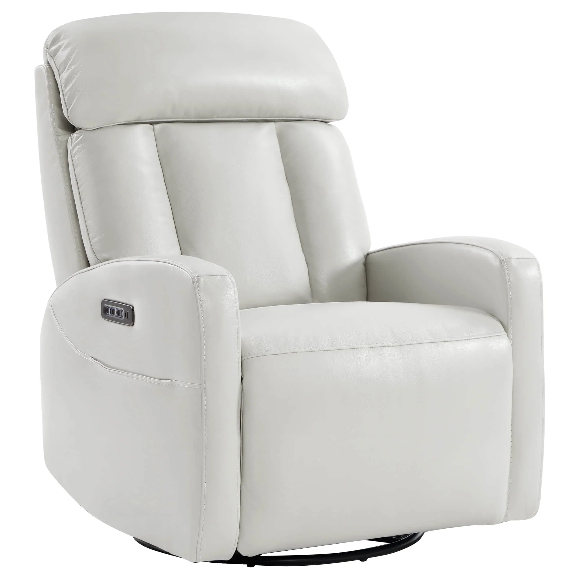 Maxwell Genuine Leather Swivel Glider Recliner with Power Lumbar & Headrest - Image 25