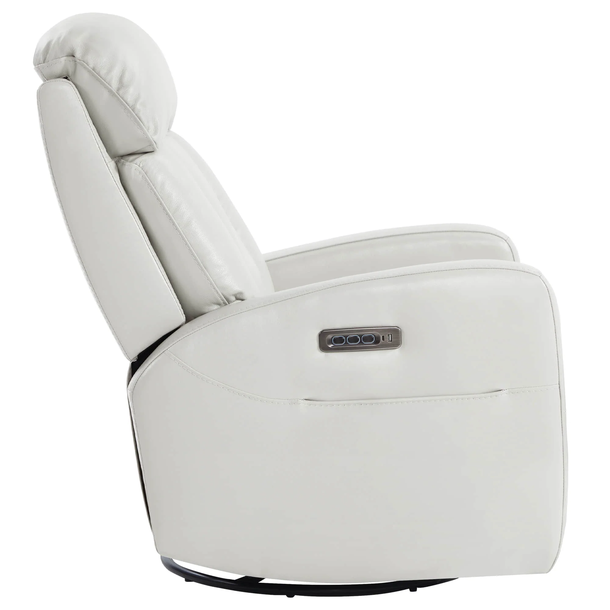 Maxwell Genuine Leather Swivel Glider Recliner with Power Lumbar & Headrest - Image 28