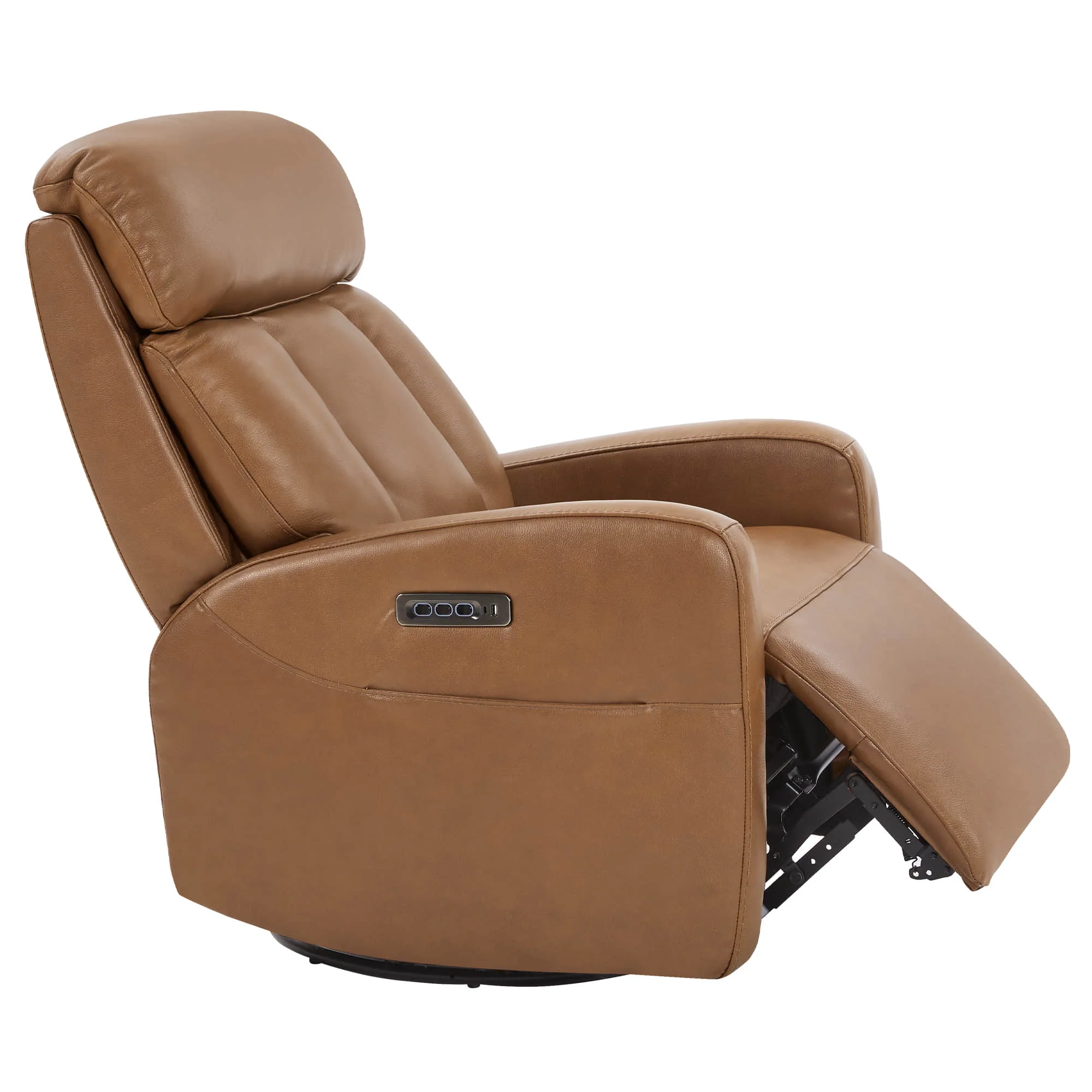 Maxwell Genuine Leather Swivel Glider Recliner with Power Lumbar & Headrest - Image 40