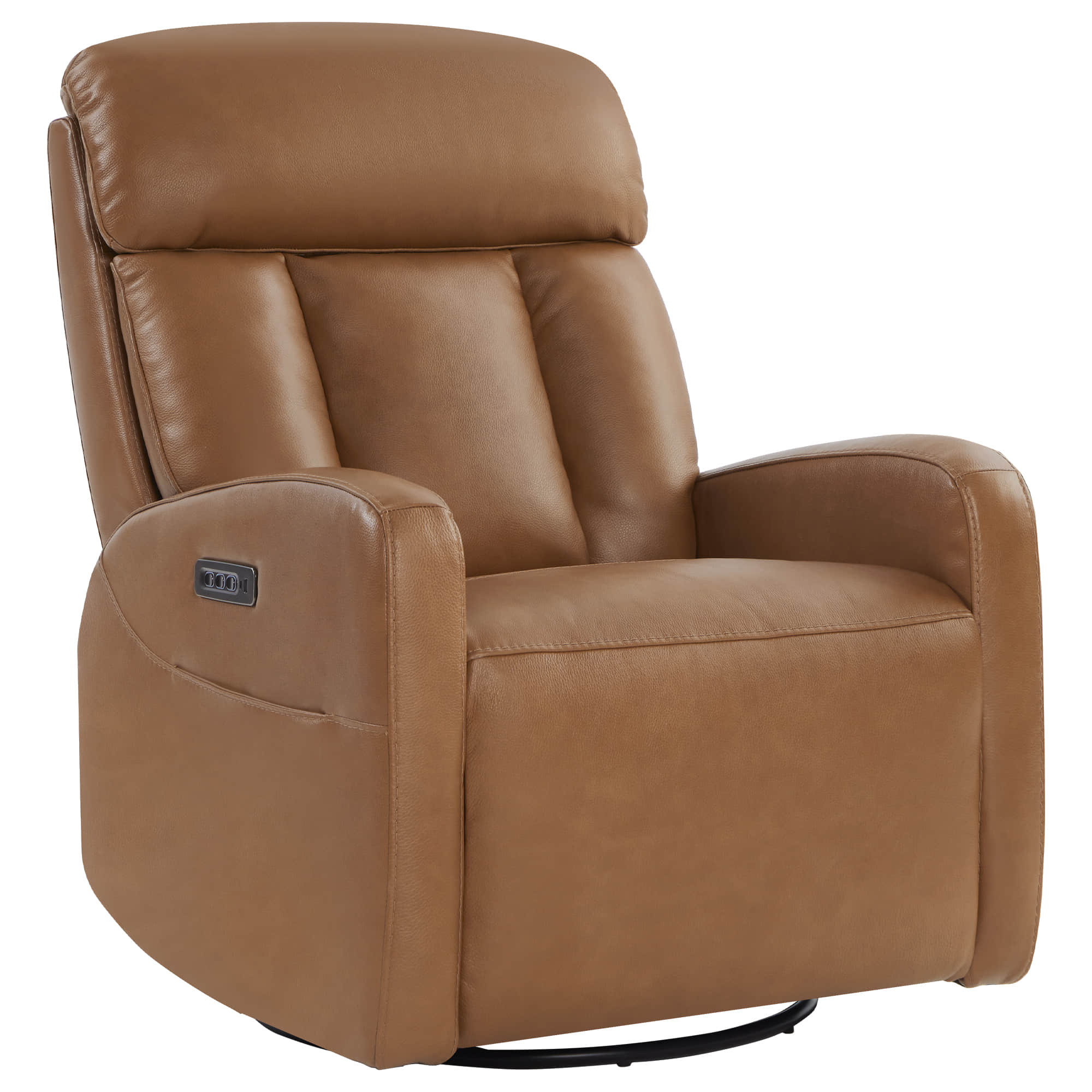 Maxwell Genuine Leather Swivel Glider Recliner with Power Lumbar & Headrest - Image 41
