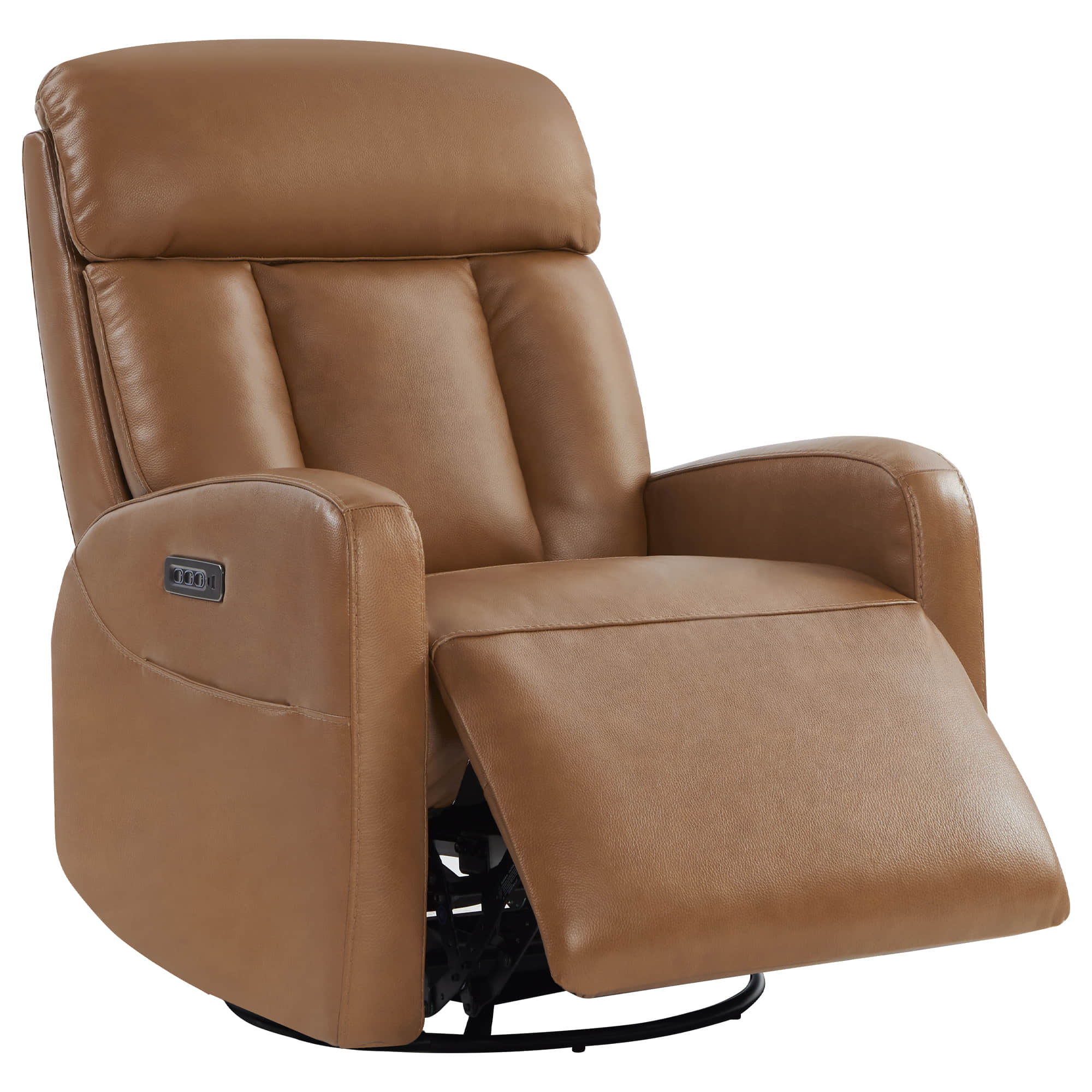 Maxwell Genuine Leather Swivel Glider Recliner with Power Lumbar & Headrest - Image 42