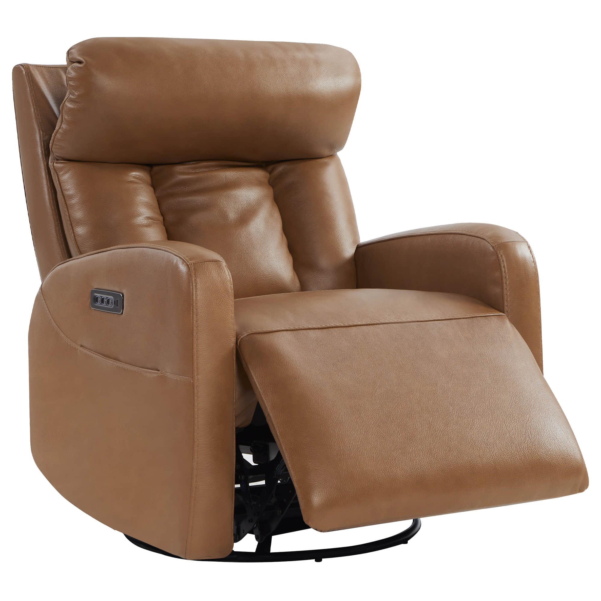 Maxwell Genuine Leather Swivel Glider Recliner with Power Lumbar & Headrest - Image 43
