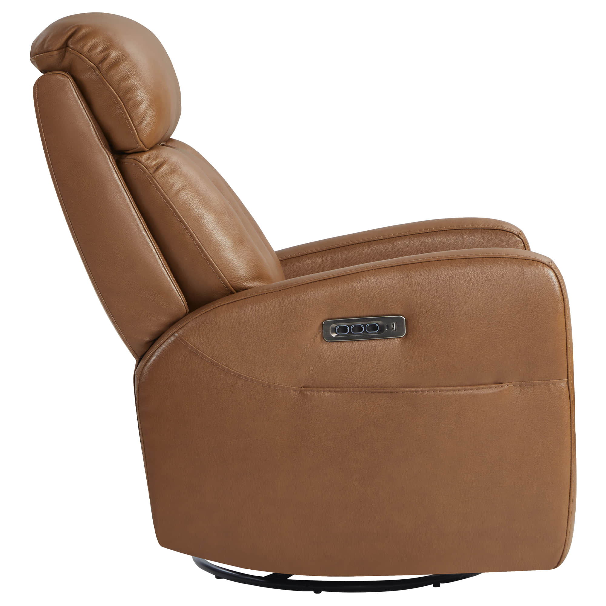 Maxwell Genuine Leather Swivel Glider Recliner with Power Lumbar & Headrest - Image 44