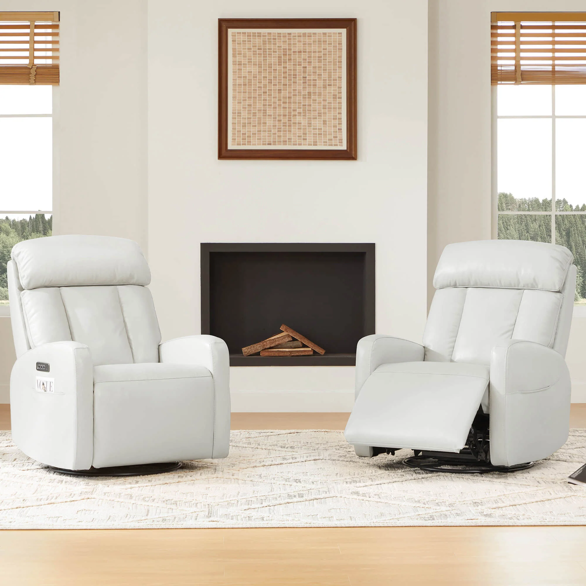 Maxwell Genuine Leather Swivel Glider Recliner with Power Lumbar & Headrest - Image 48