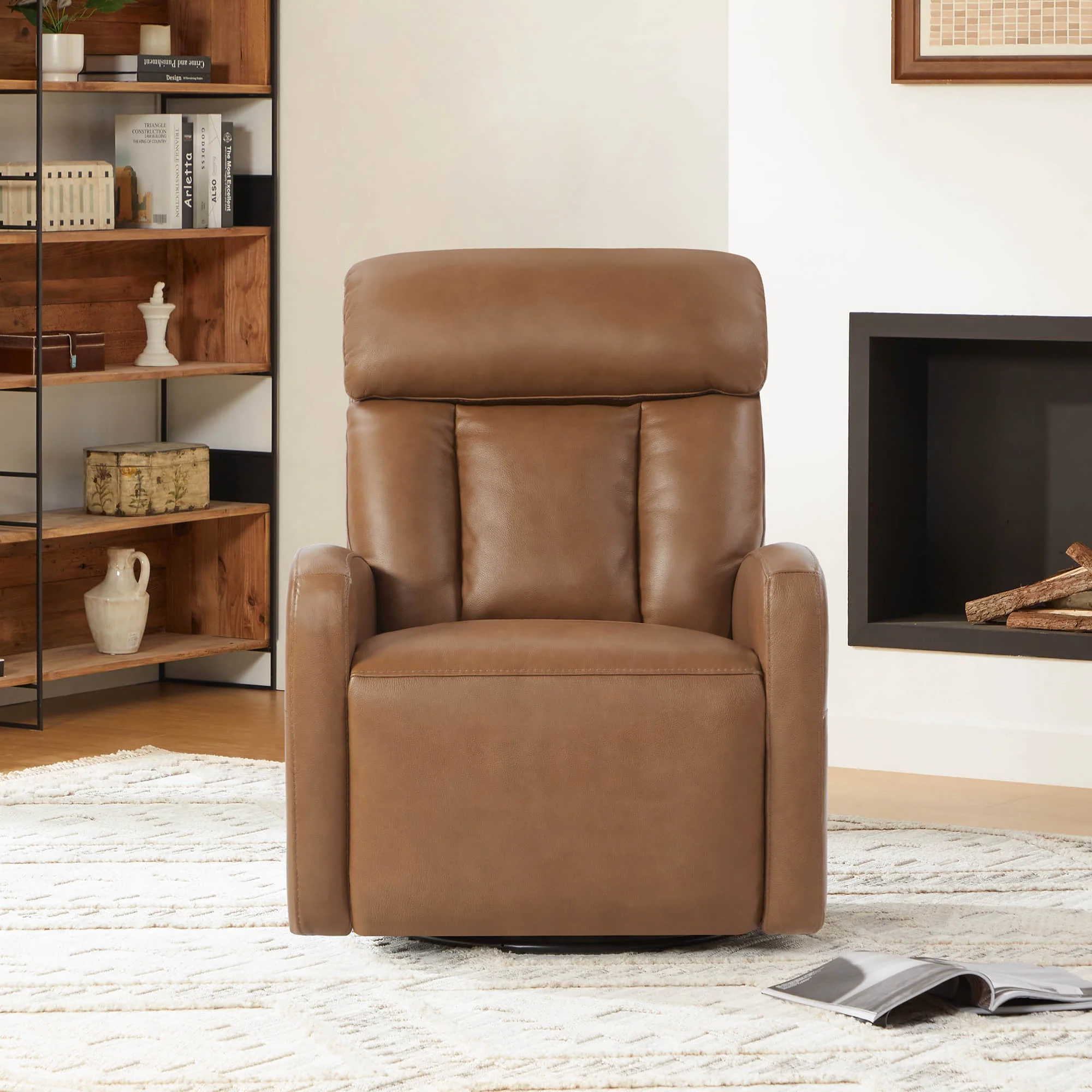 Maxwell Genuine Leather Swivel Glider Recliner with Power Lumbar & Headrest - Image 50