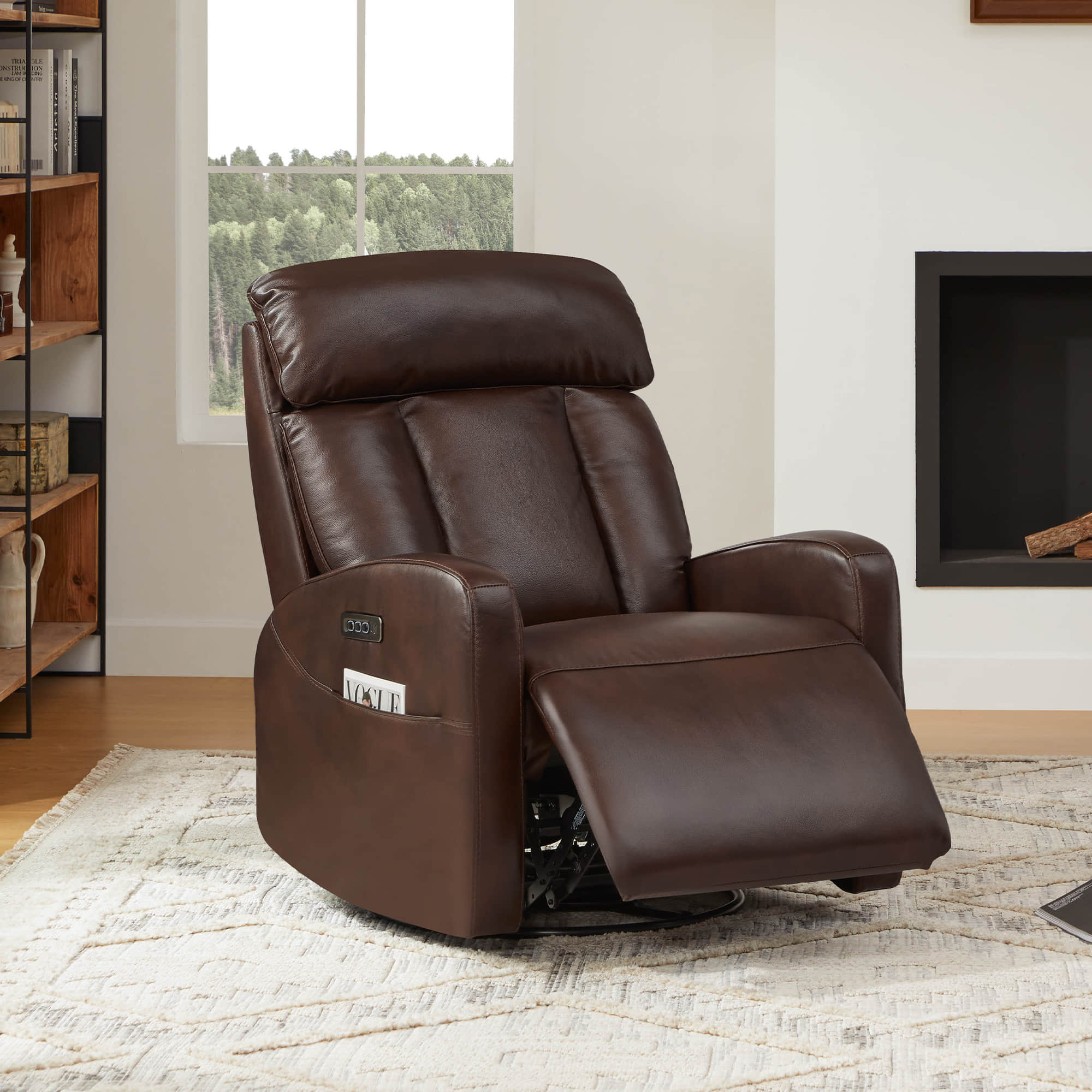 Maxwell Genuine Leather Swivel Glider Recliner with Power Lumbar & Headrest - Image 56