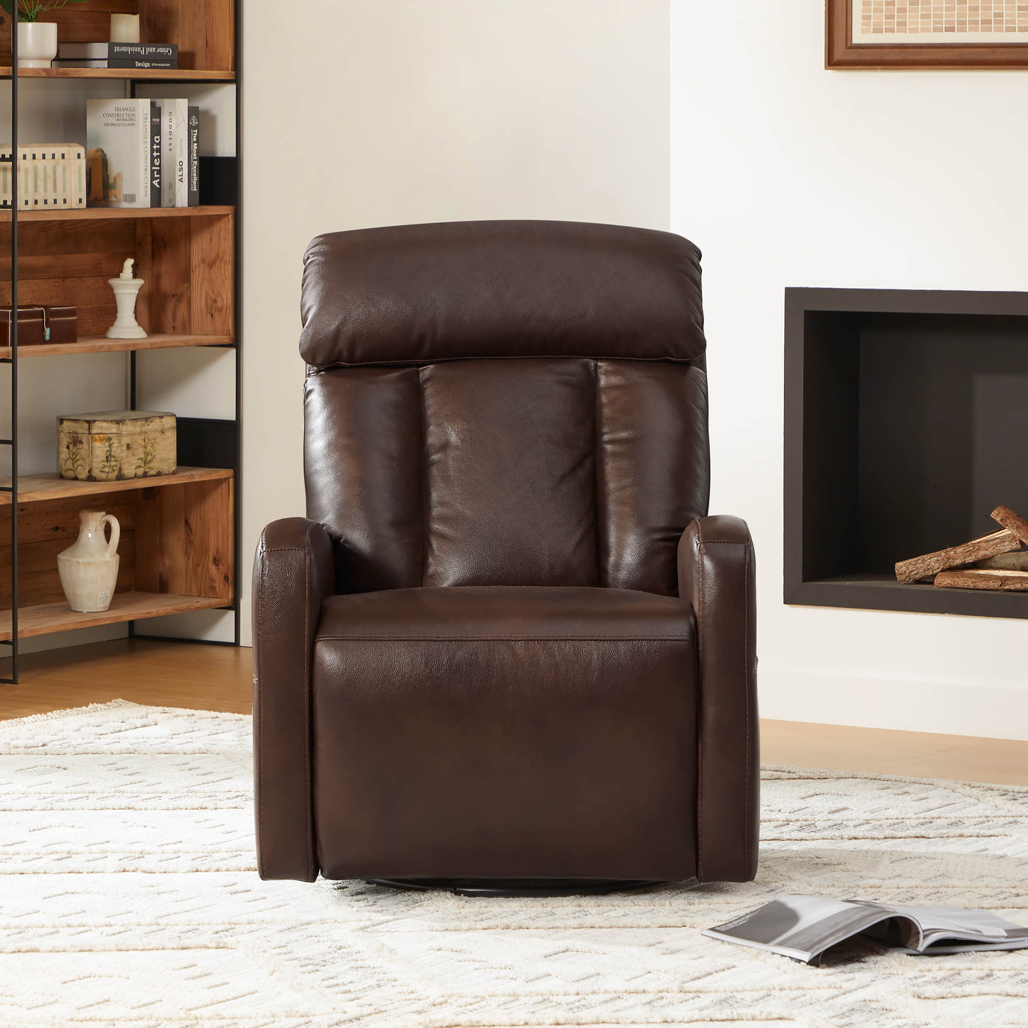 Maxwell Genuine Leather Swivel Glider Recliner with Power Lumbar & Headrest - Image 57