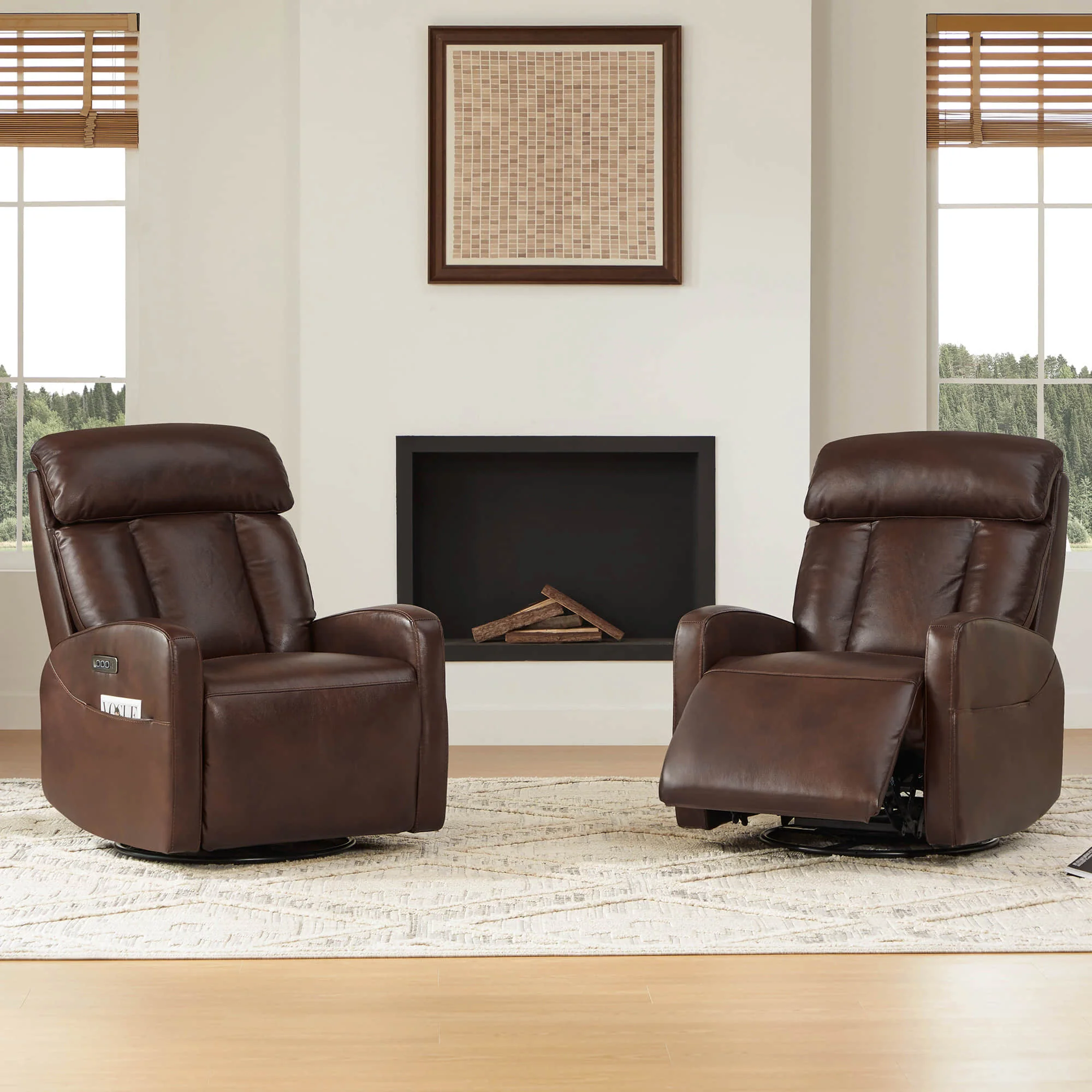 Maxwell Genuine Leather Swivel Glider Recliner with Power Lumbar & Headrest - Image 59