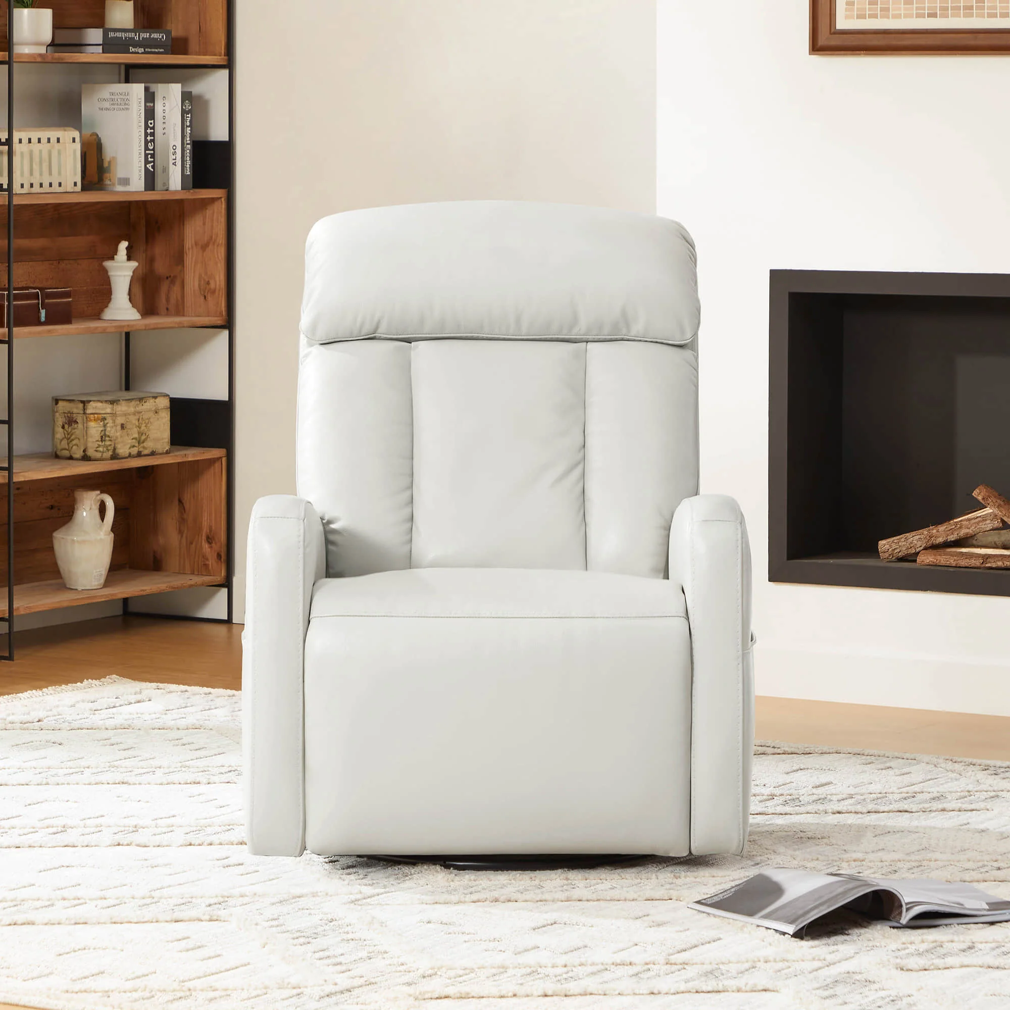 Maxwell Genuine Leather Swivel Glider Recliner with Power Lumbar & Headrest - Image 61