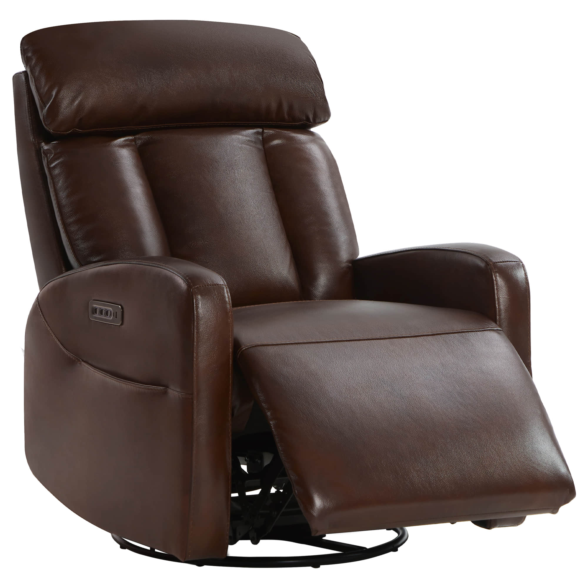 Maxwell Genuine Leather Swivel Glider Recliner with Power Lumbar & Headrest - Image 8