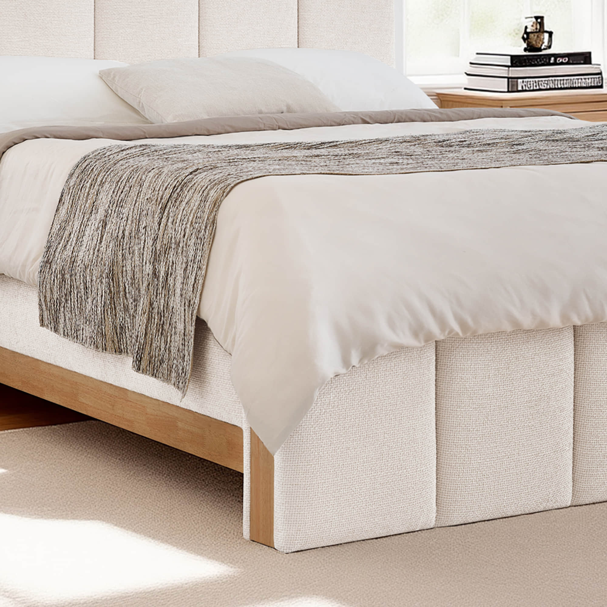 Myron Modern Channel Plush Upholstered Platform Bed - Image 3