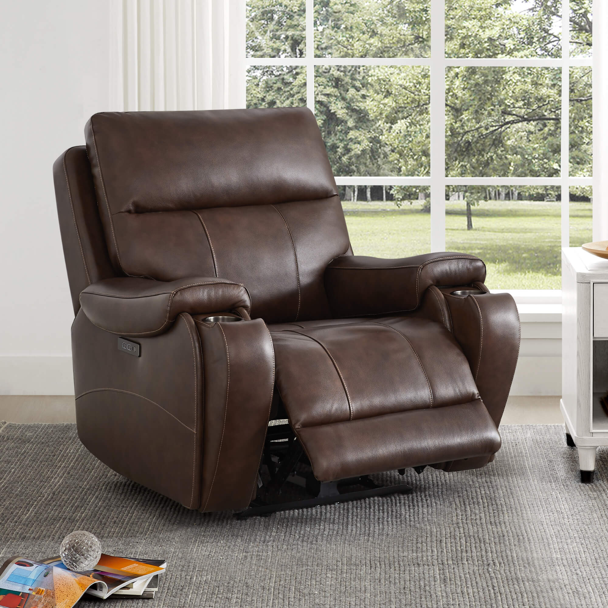 Noah Zero-Gravity Genuine Leather Recliner with Power Headrest - Image 48