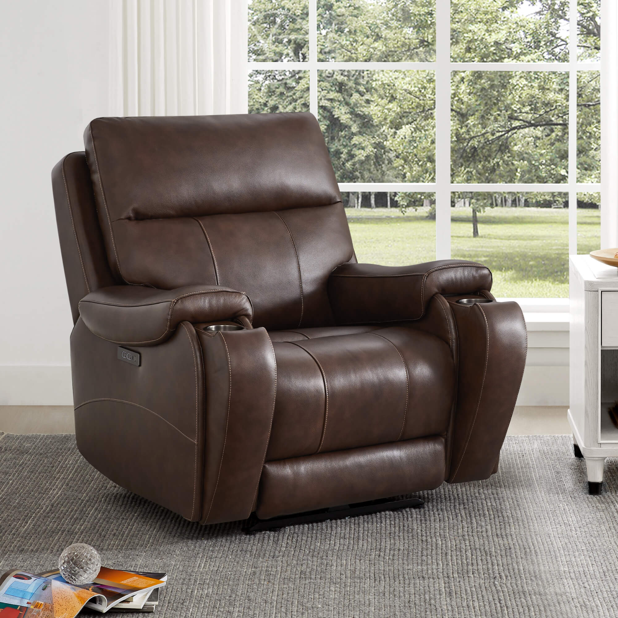 Noah Zero-Gravity Genuine Leather Recliner with Power Headrest - Image 49