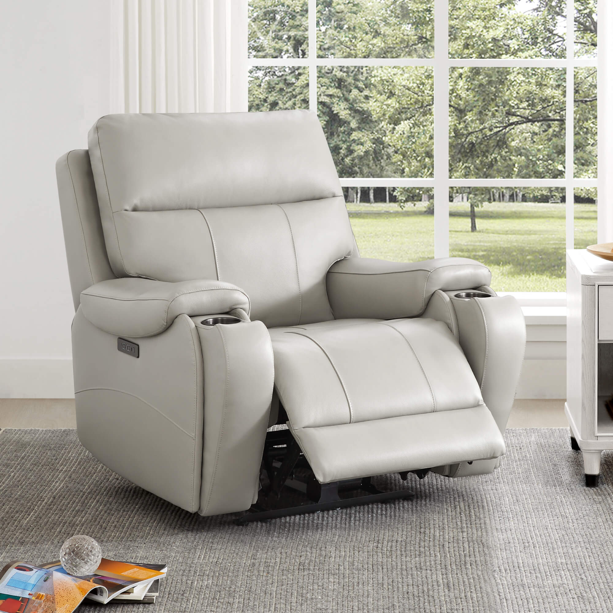 Noah Zero-Gravity Genuine Leather Recliner with Power Headrest - Image 51