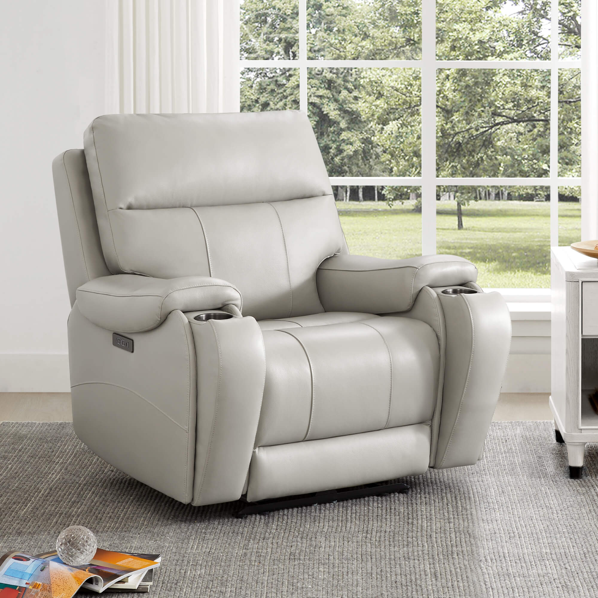 Noah Zero-Gravity Genuine Leather Recliner with Power Headrest - Image 52