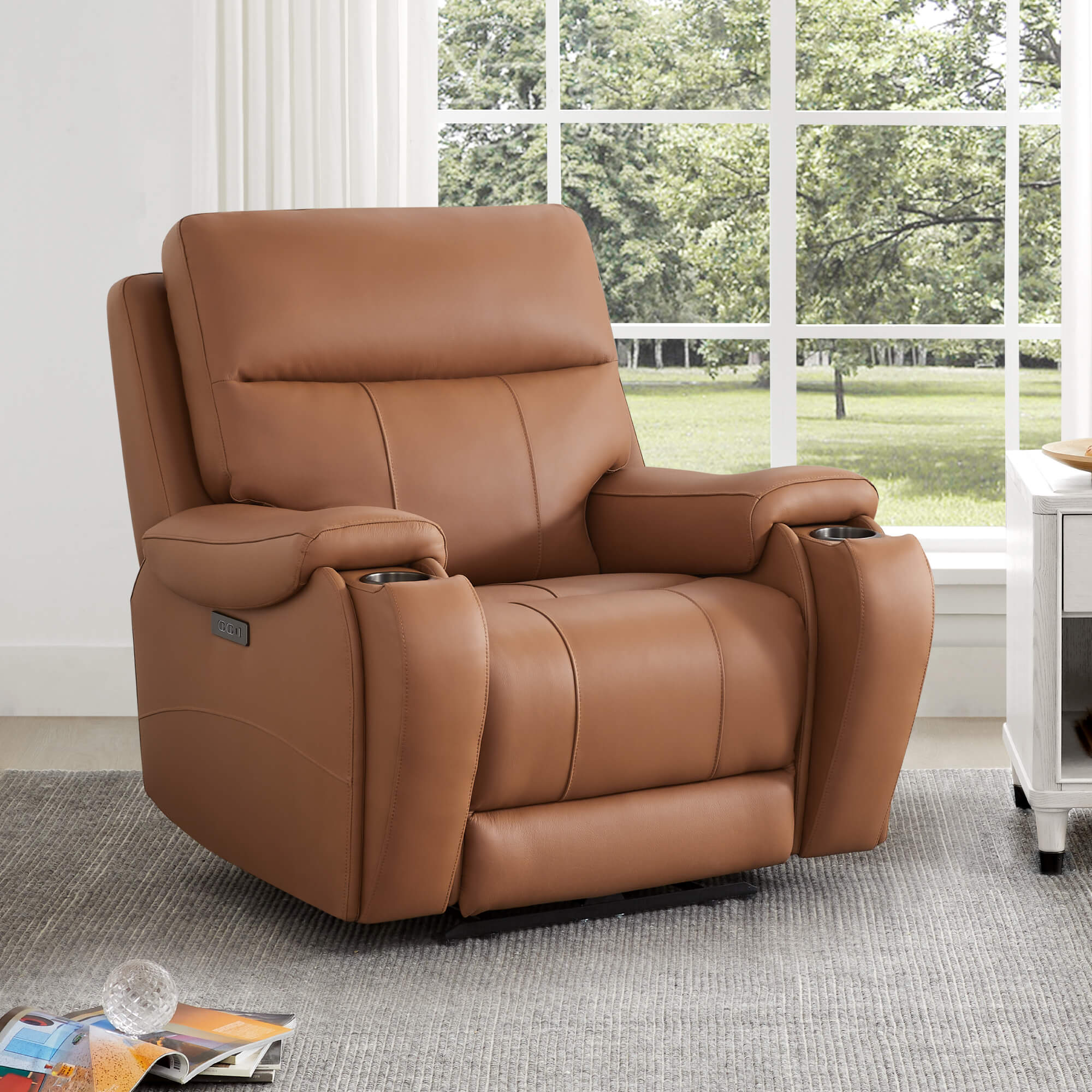 Noah Zero-Gravity Genuine Leather Recliner with Power Headrest - Image 55
