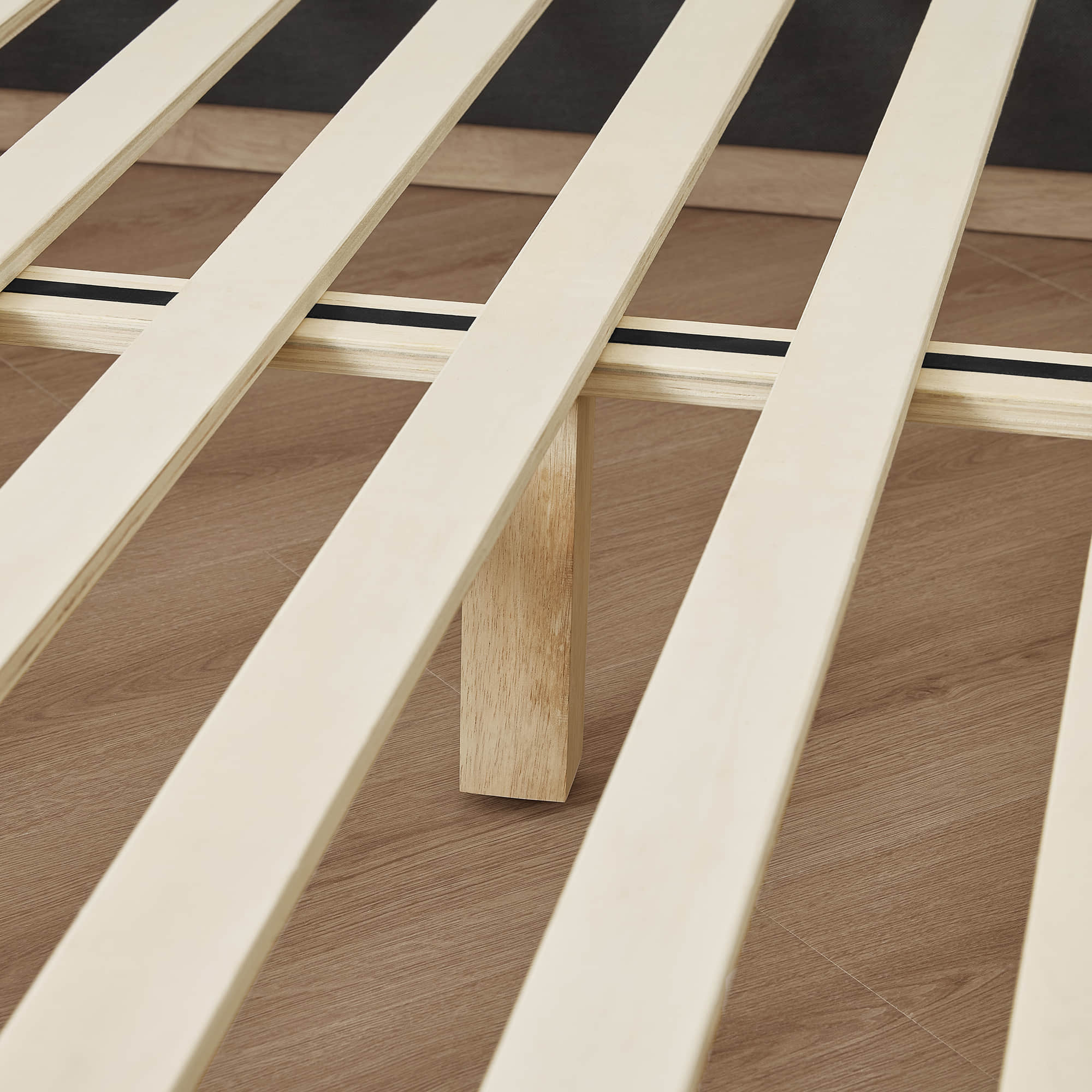 Ron Modern Boucle Upholstered Platform Bed with Solid Wood Base -Queen Size - Image 8