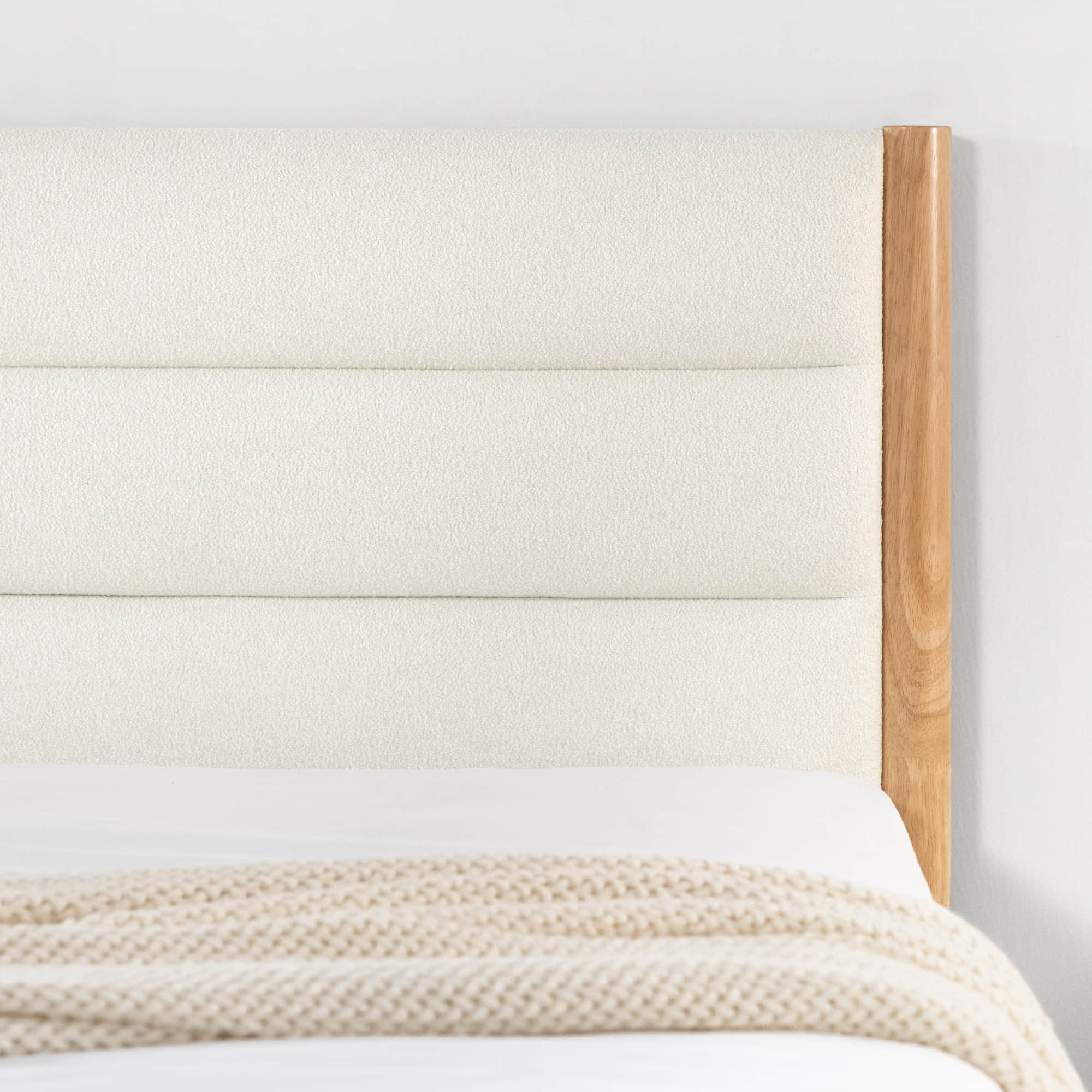 Solace Full Solid Wood Boucle Upholstered Bed - Image 7