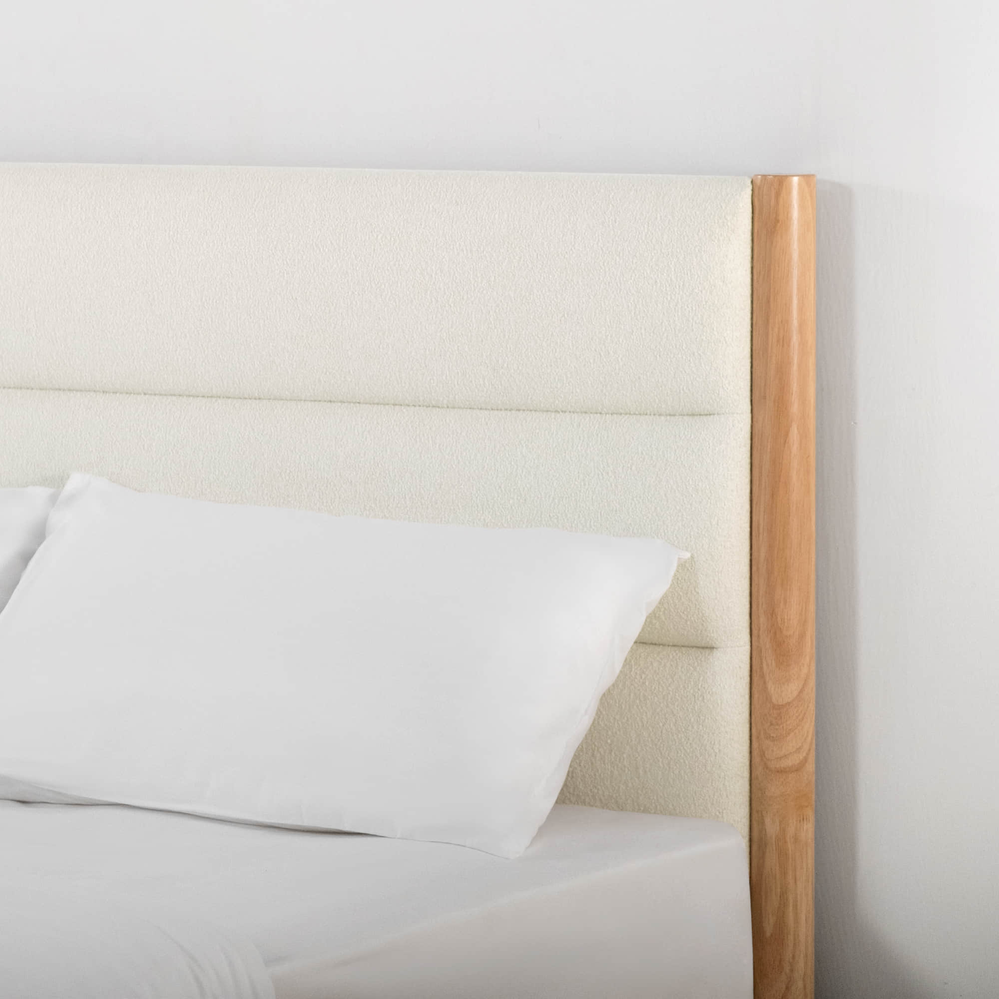 Solace Queen Solid Wood Boucle Upholstered Bed - Image 5