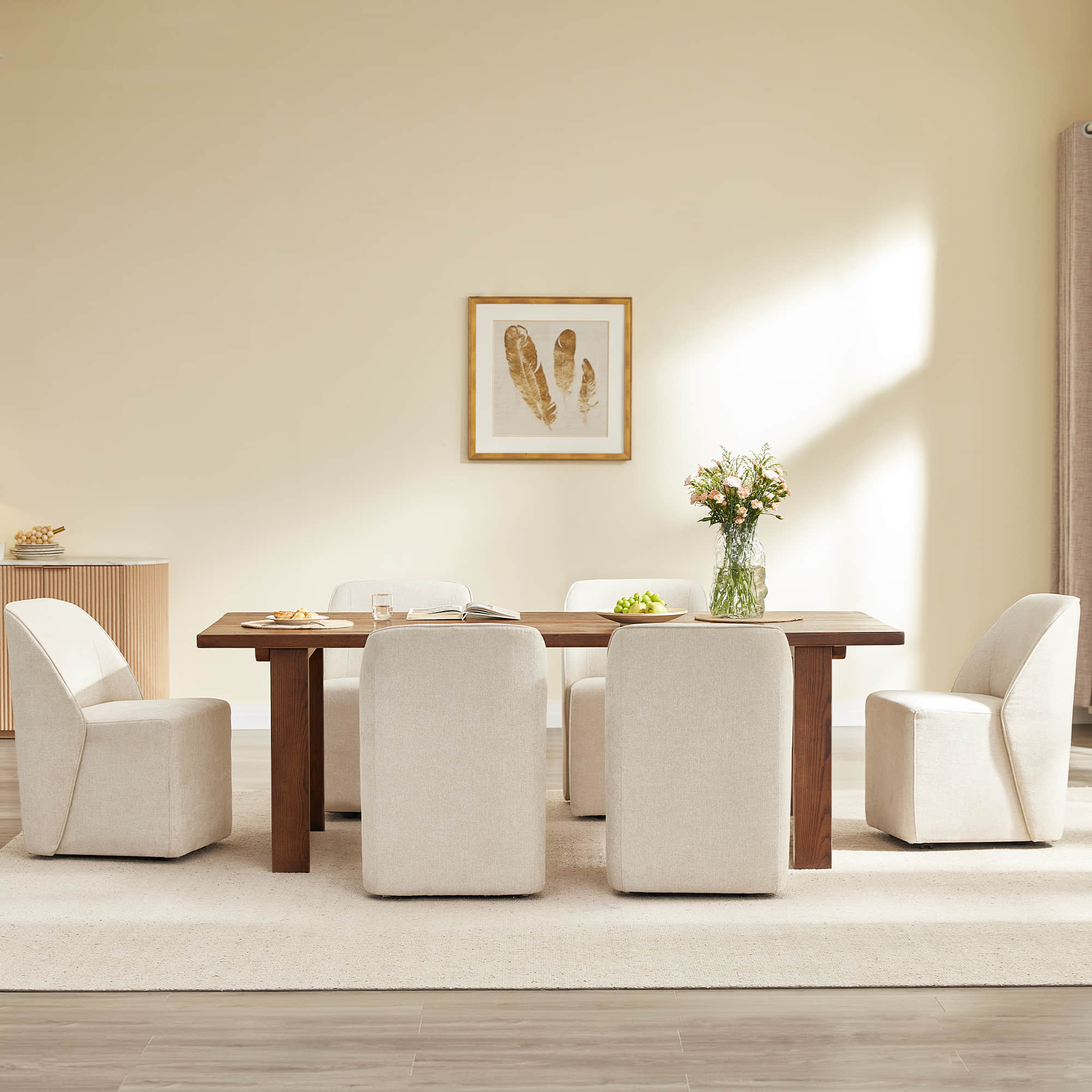 Soren Leather Rolling Dining Chair with Caster Base (Set of 2) - Image 25