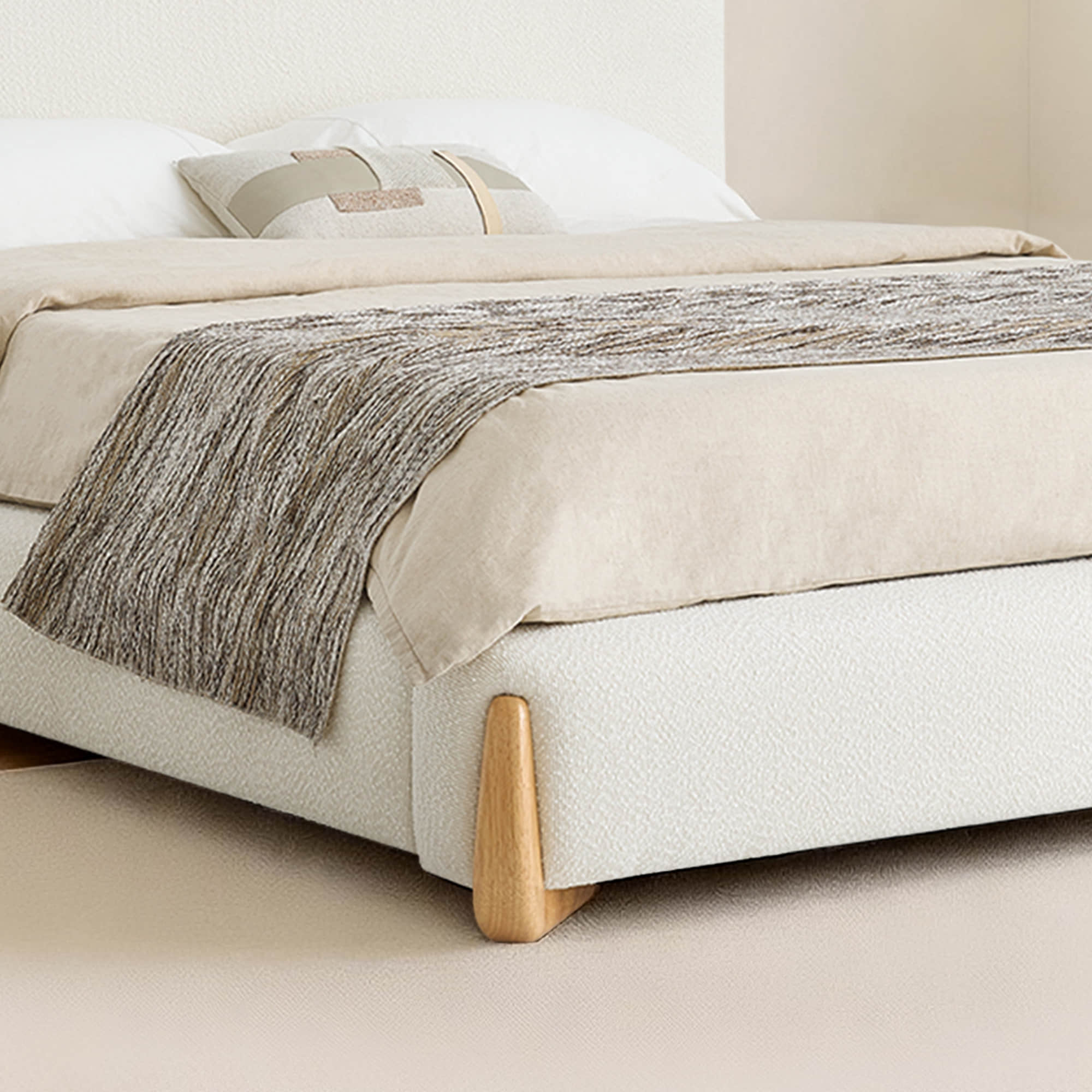Teleri Modern Platform Bed with Wood Leg - Image 4