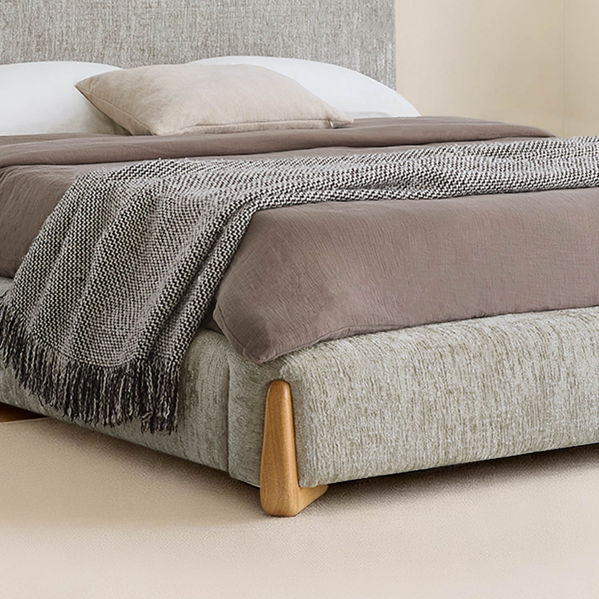 Teleri Modern Platform Bed with Wood Leg - Image 6