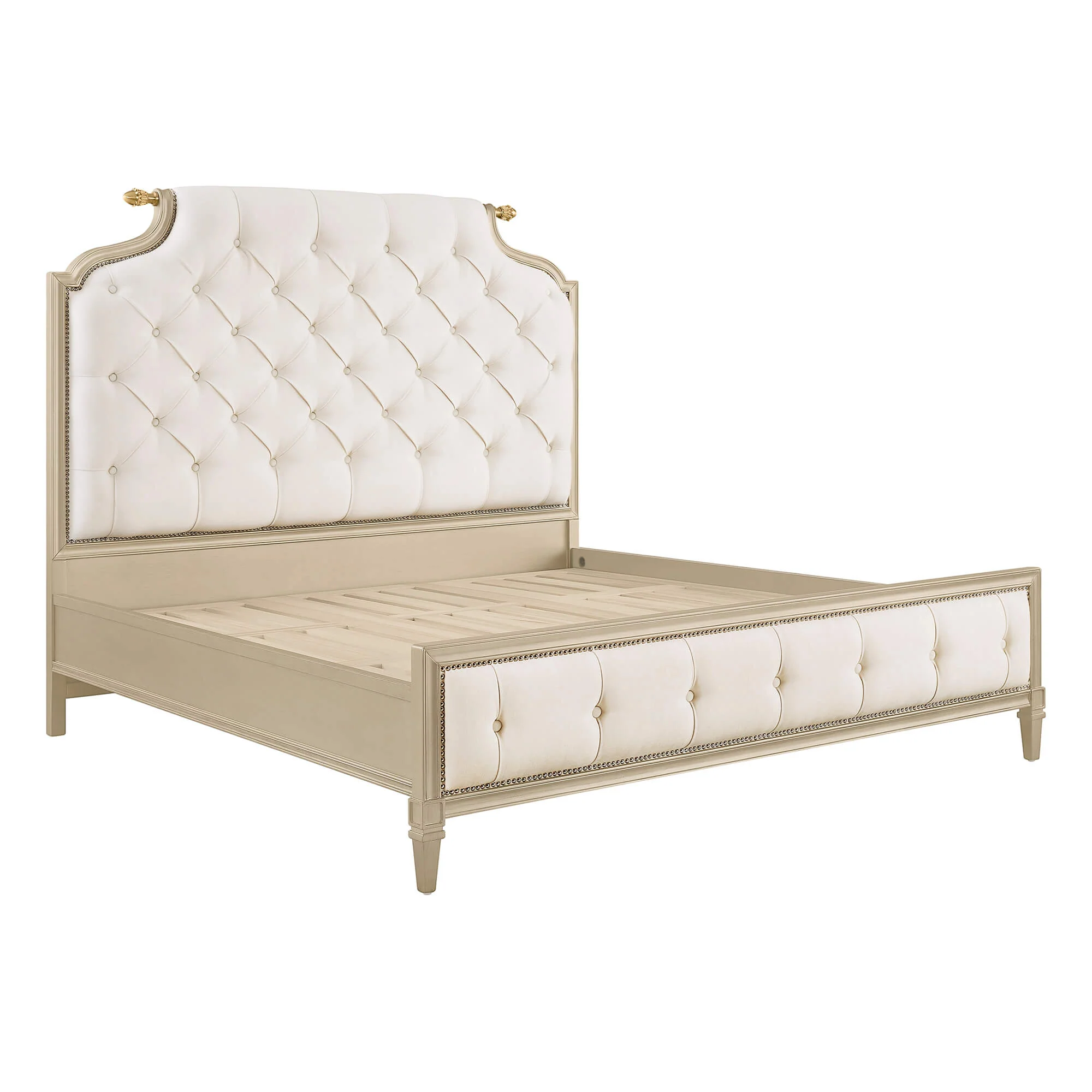 Teresa Classic Birchwood Tufted Upholstered Platform Bed - King Size - Image 6