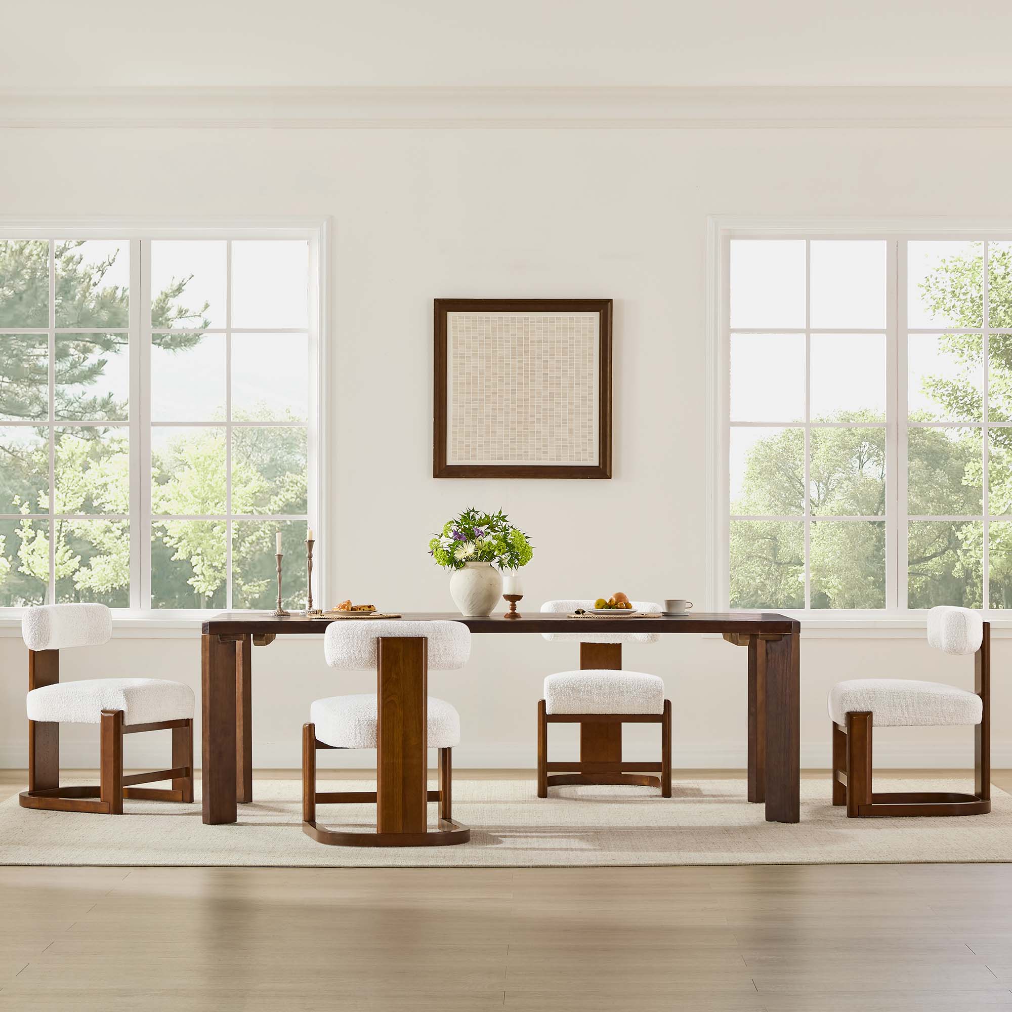 Troy Boucle Dining Chair With Solid Wood - Image 3