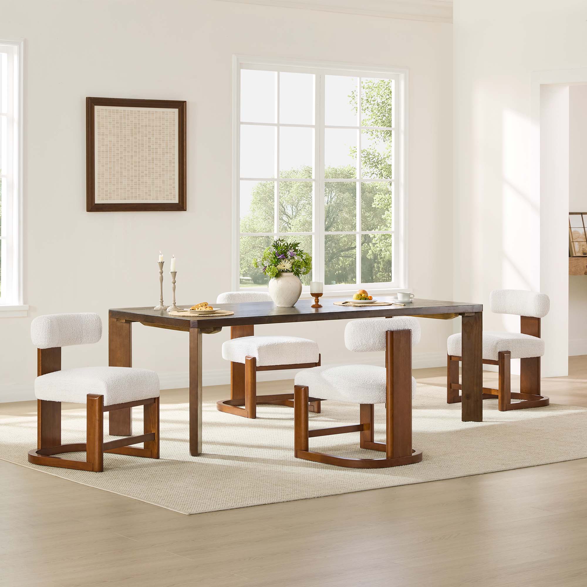 Troy Boucle Dining Chair With Solid Wood - Image 4