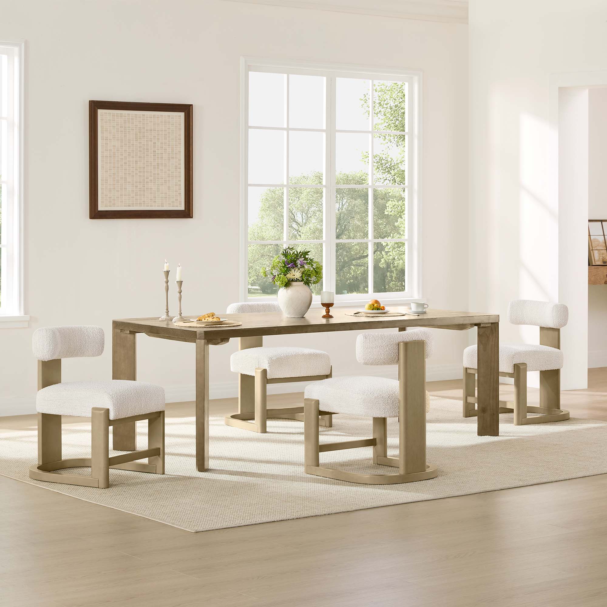 Troy Boucle Dining Chair With Solid Wood - Image 5