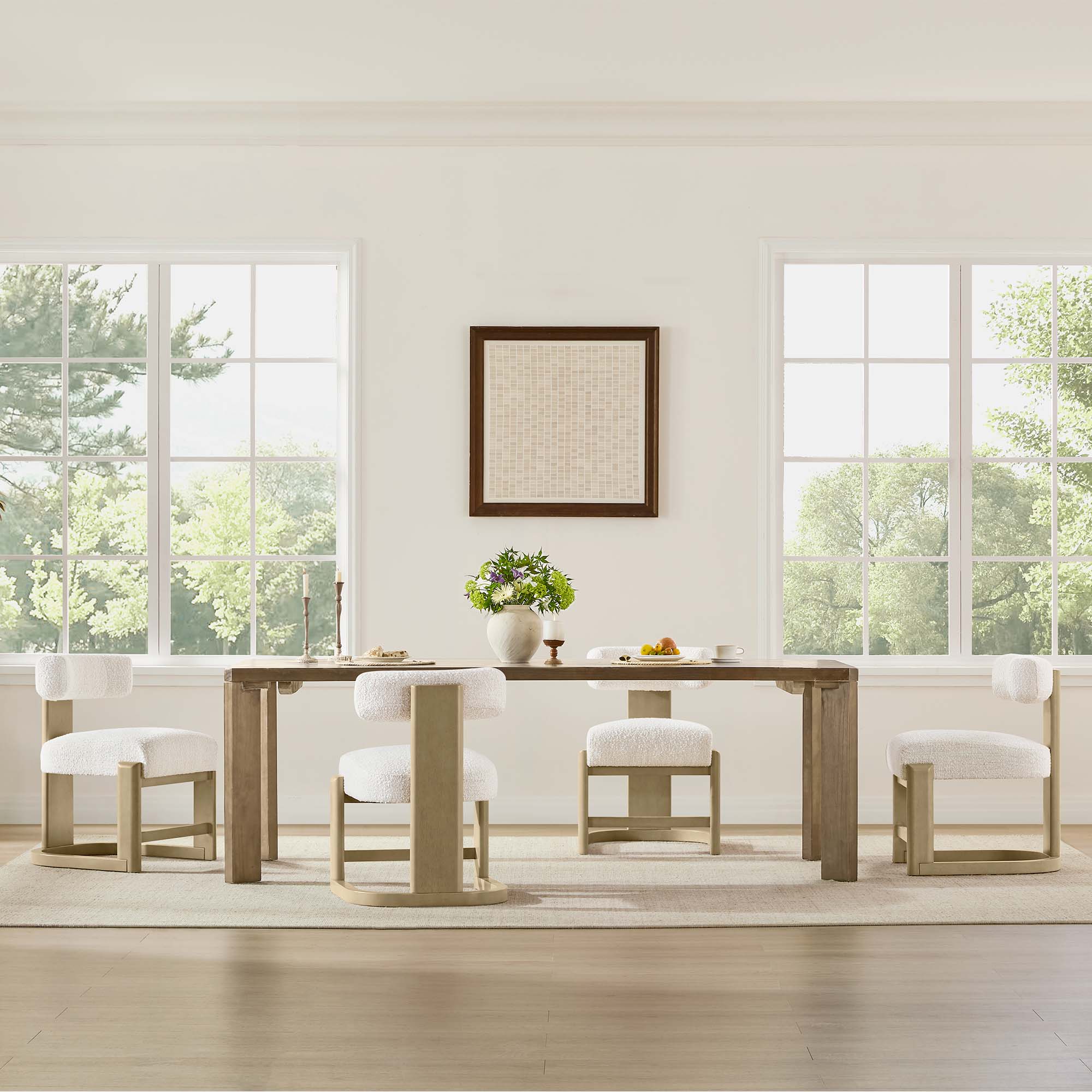 Troy Boucle Dining Chair With Solid Wood - Image 6