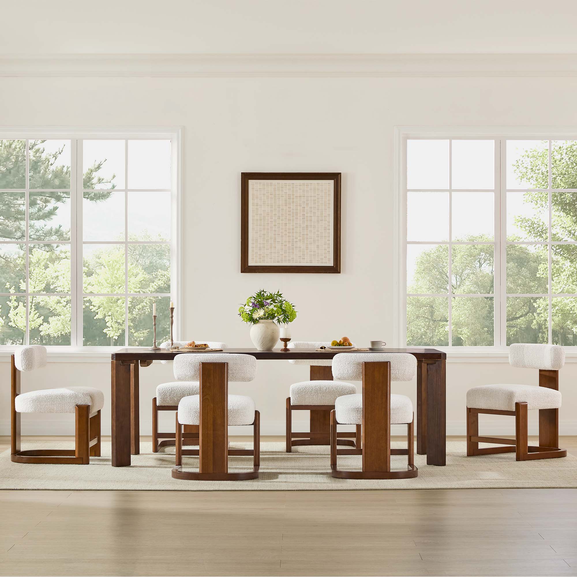 Troy Boucle Dining Chair With Solid Wood - Image 7