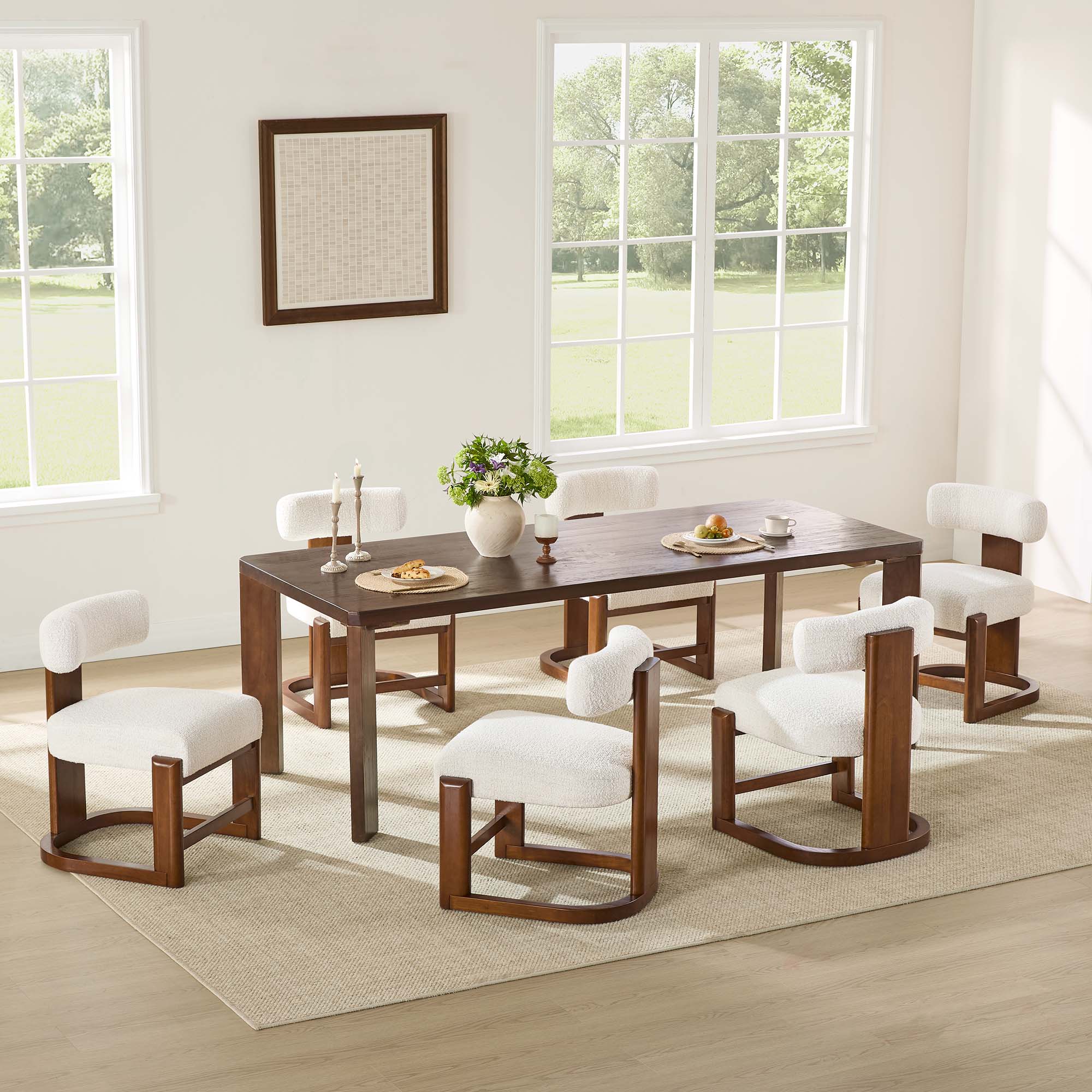 Troy Boucle Dining Chair With Solid Wood - Image 8