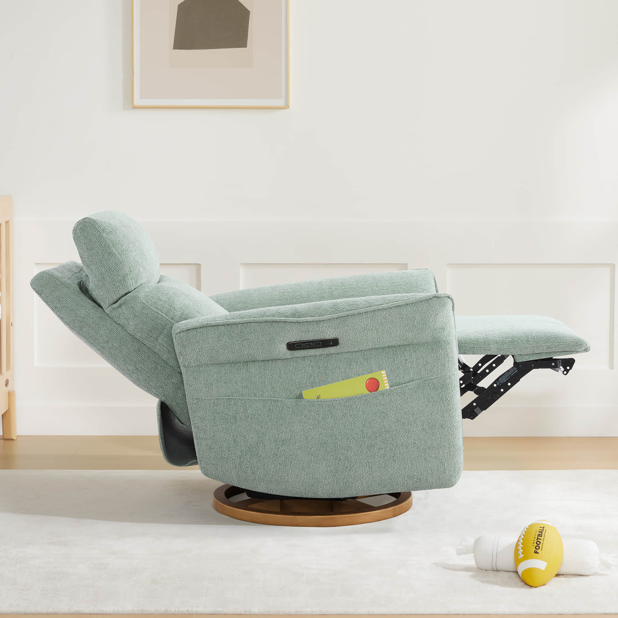 Vinca Modern Power Swivel Glider Recliner with Power Lumbar & Headrest - Image 100