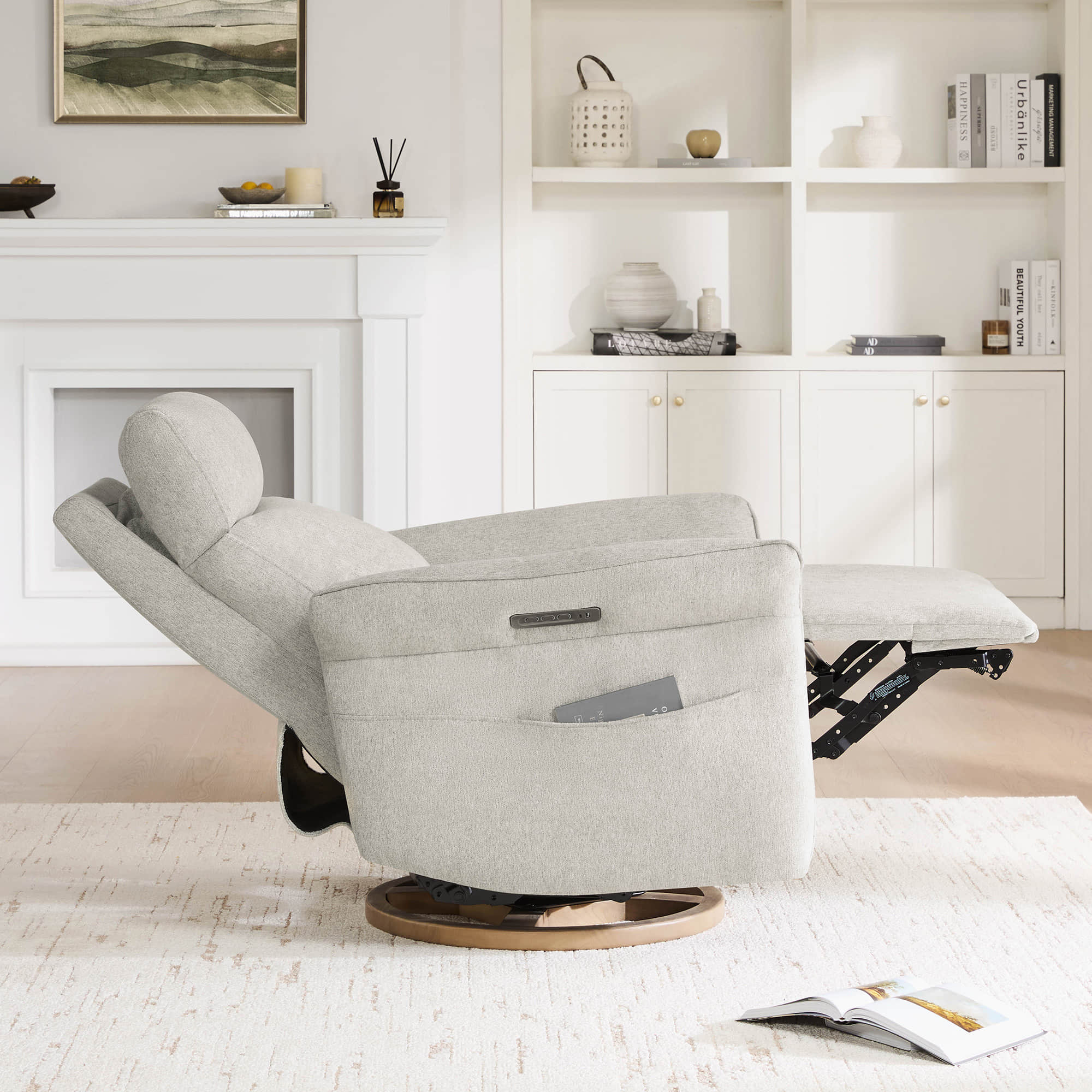 Vinca Modern Power Swivel Glider Recliner with Power Lumbar & Headrest - Image 66