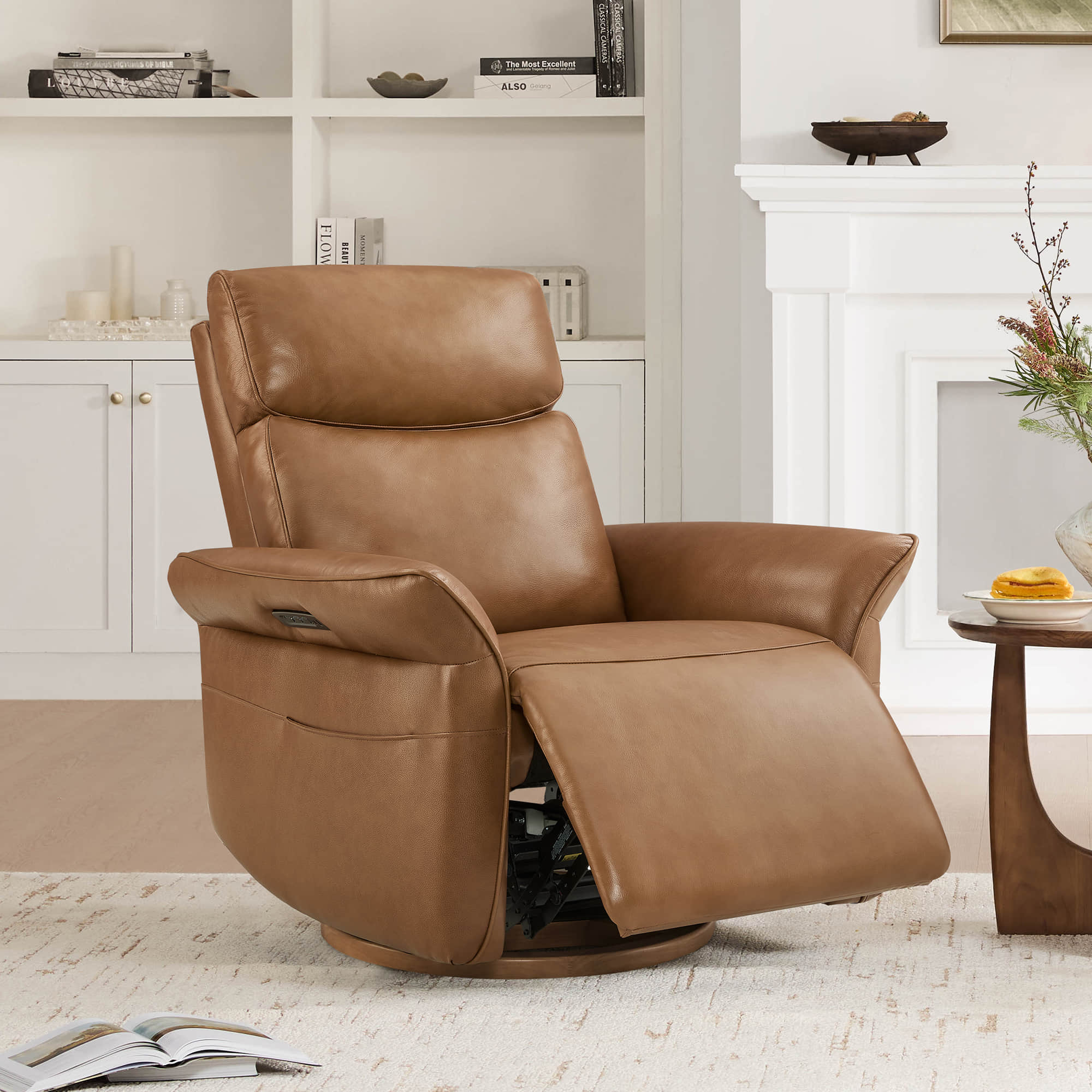 Vinca Modern Power Swivel Glider Recliner with Power Lumbar & Headrest - Image 94