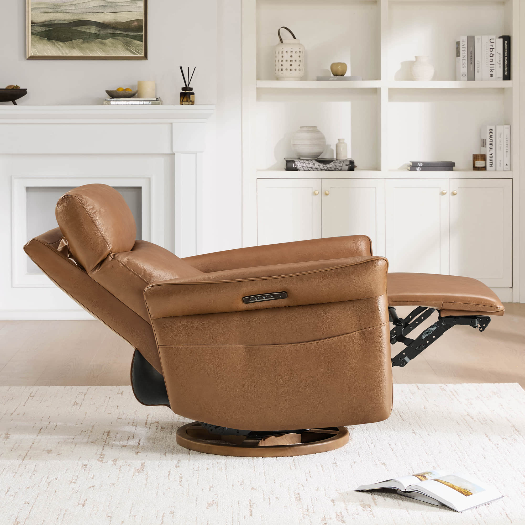 Vinca Modern Power Swivel Glider Recliner with Power Lumbar & Headrest - Image 96