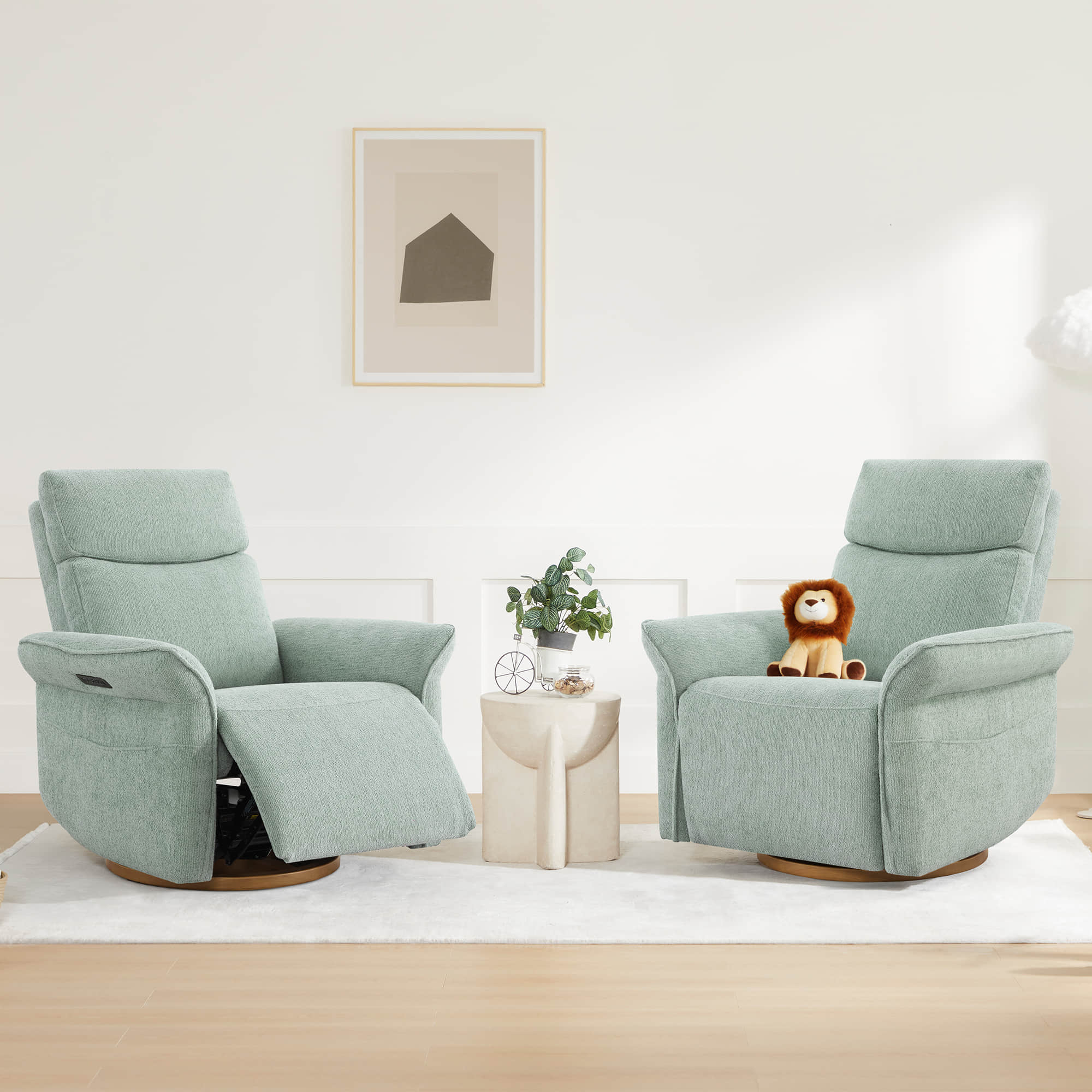 Vinca Modern Power Swivel Glider Recliner with Power Lumbar & Headrest - Image 99