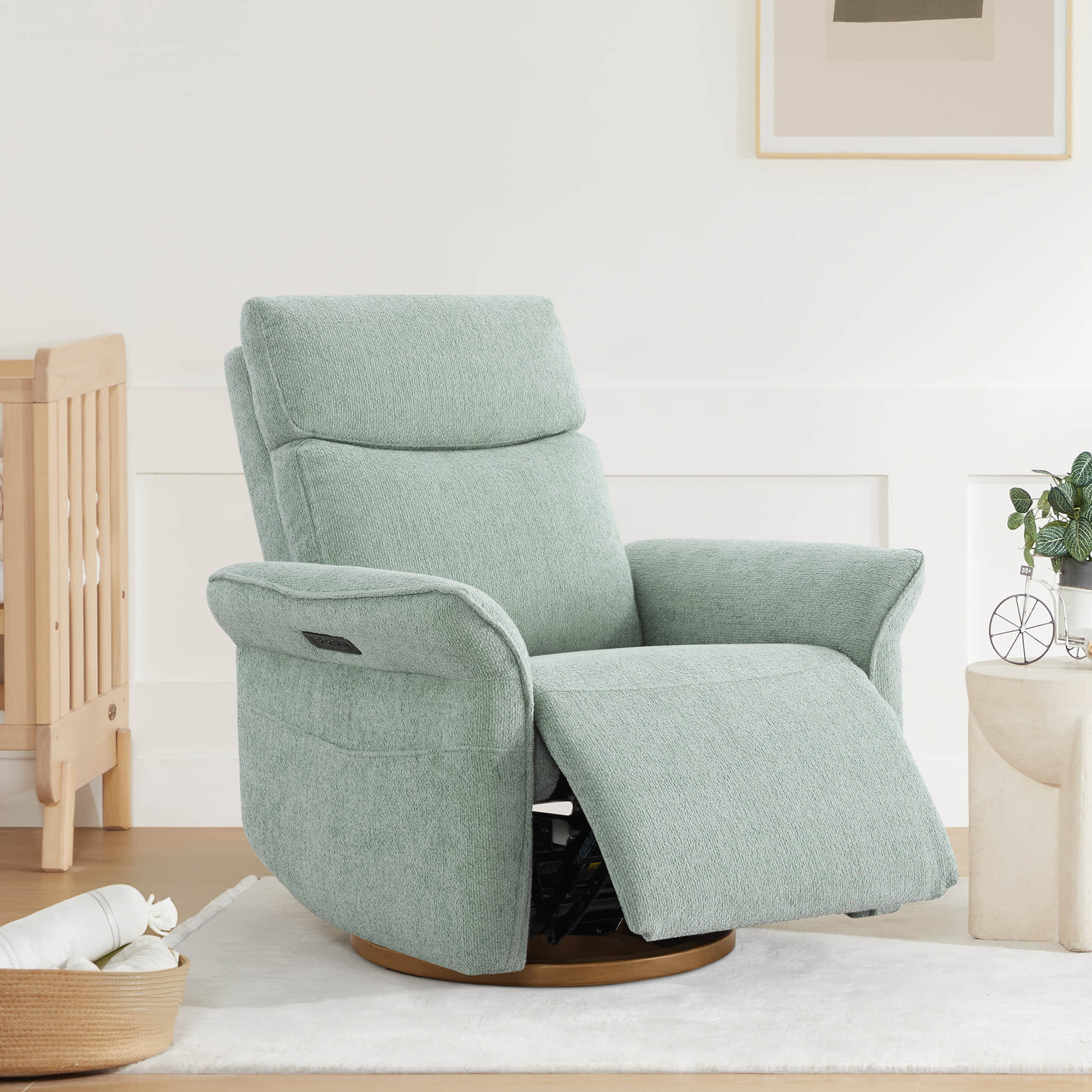 Vinca Power Swivel Nursery Glider Recliner with Power Lumbar & Headrest - Image 101