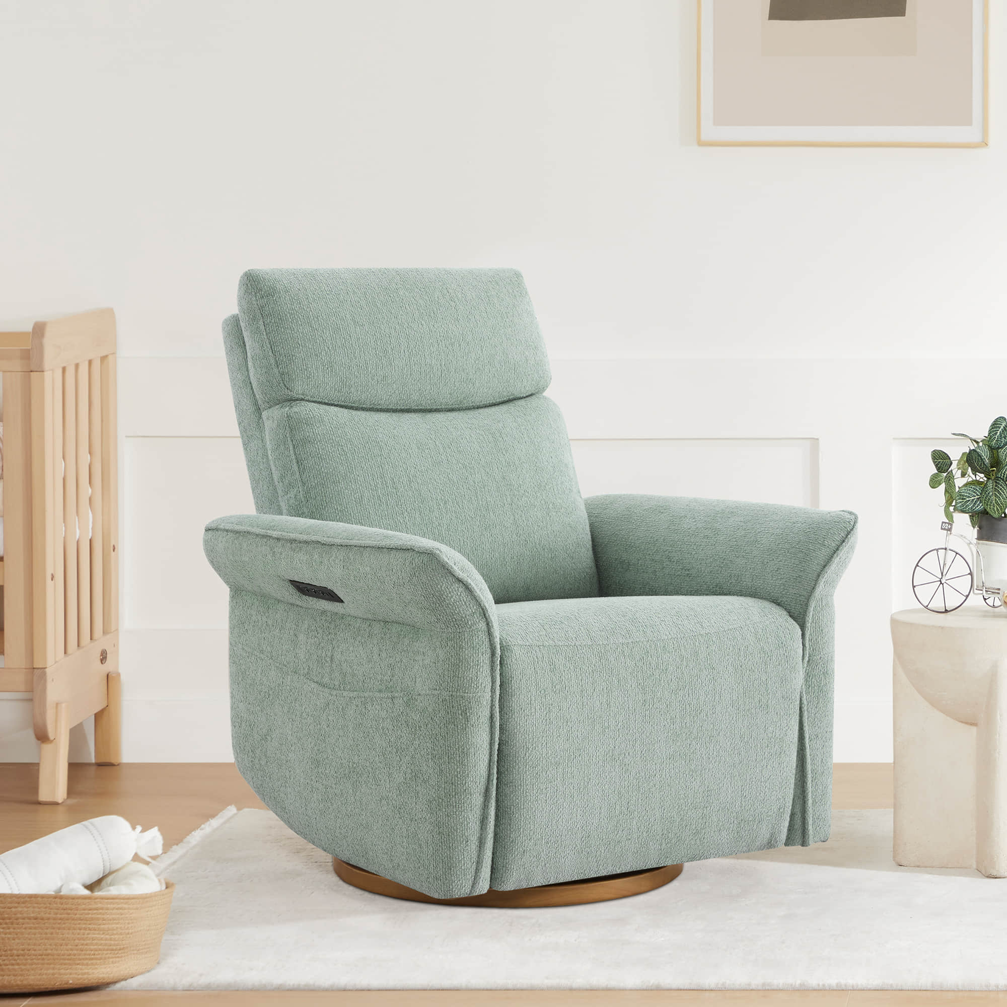 Vinca Power Swivel Nursery Glider Recliner with Power Lumbar & Headrest - Image 98